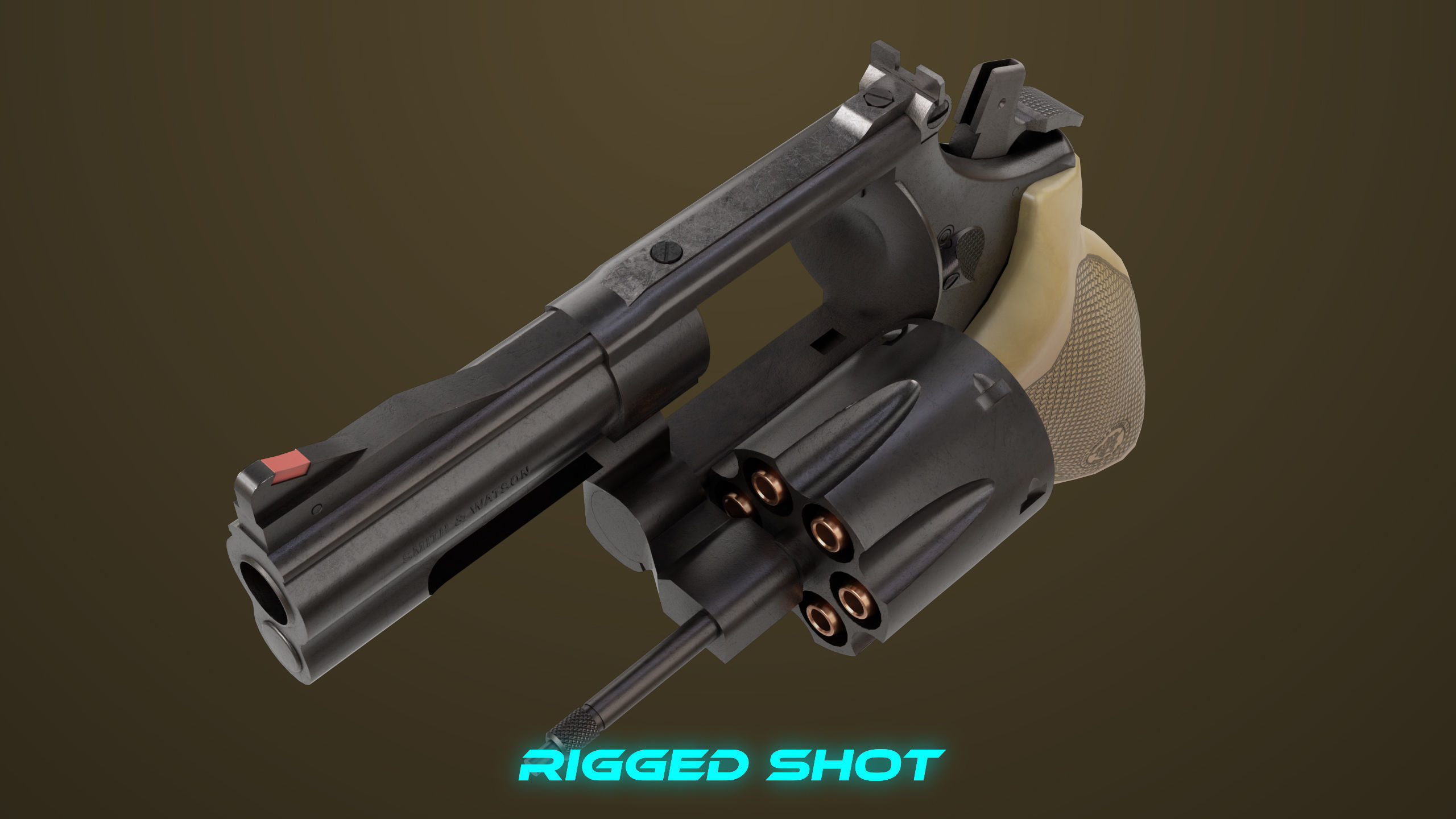 Small Revolver 06 Black Generic All PBR Unity UE Textures Low-poly 3D model_20