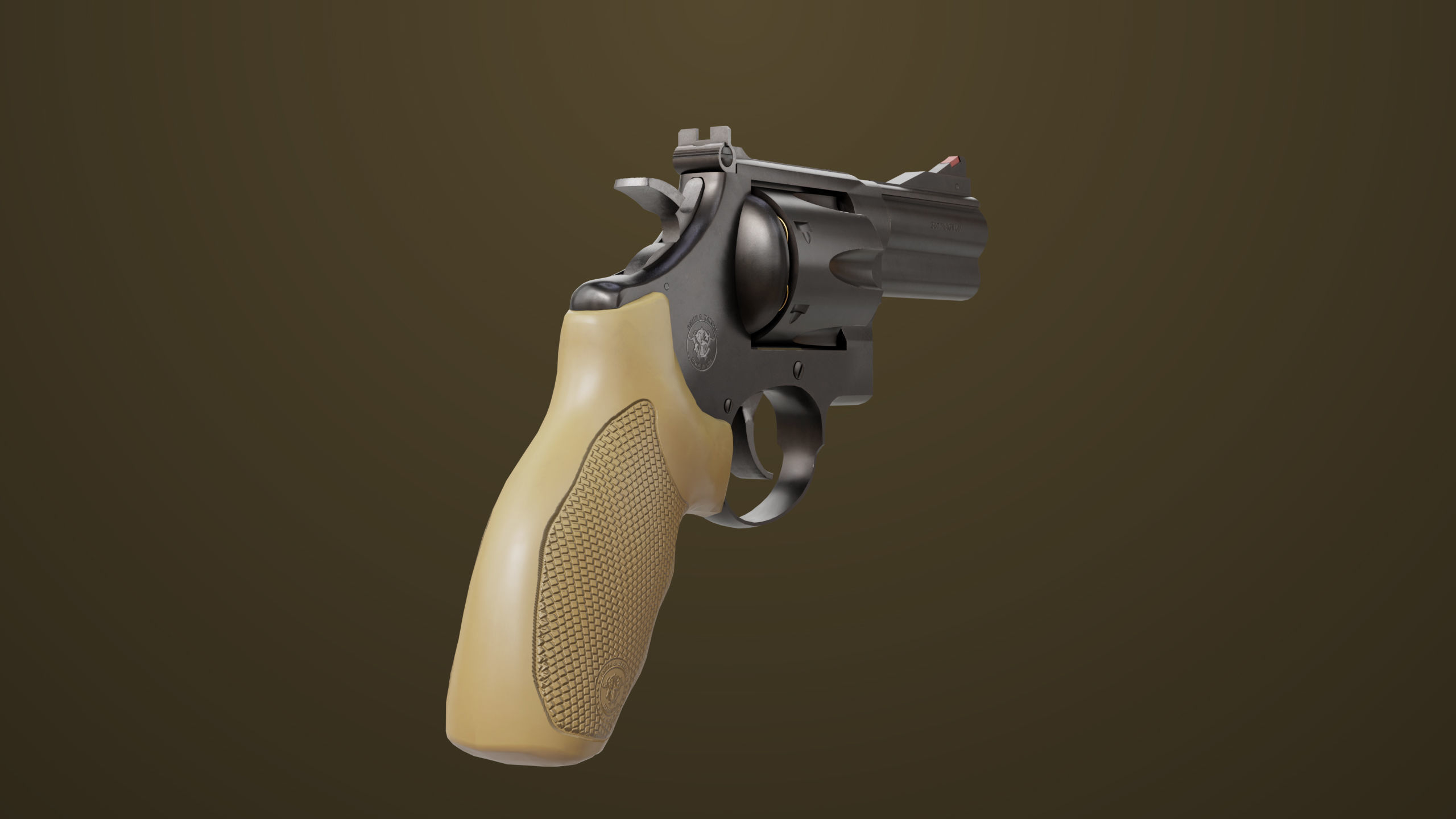 Small Revolver 06 Black Generic All PBR Unity UE Textures Low-poly 3D model_8