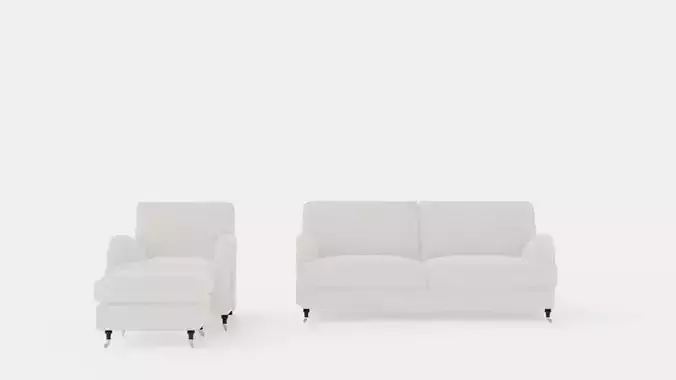 Howard Classic Sofa Group 3 5 Seater Armchair Footstool Low-poly 3D model