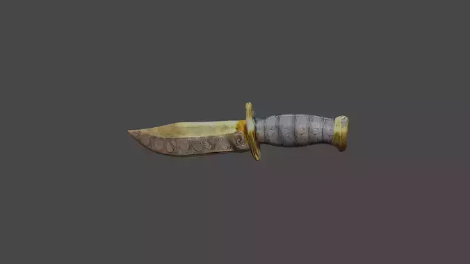 GOLD PLATED KNIFE 3D MODEL 