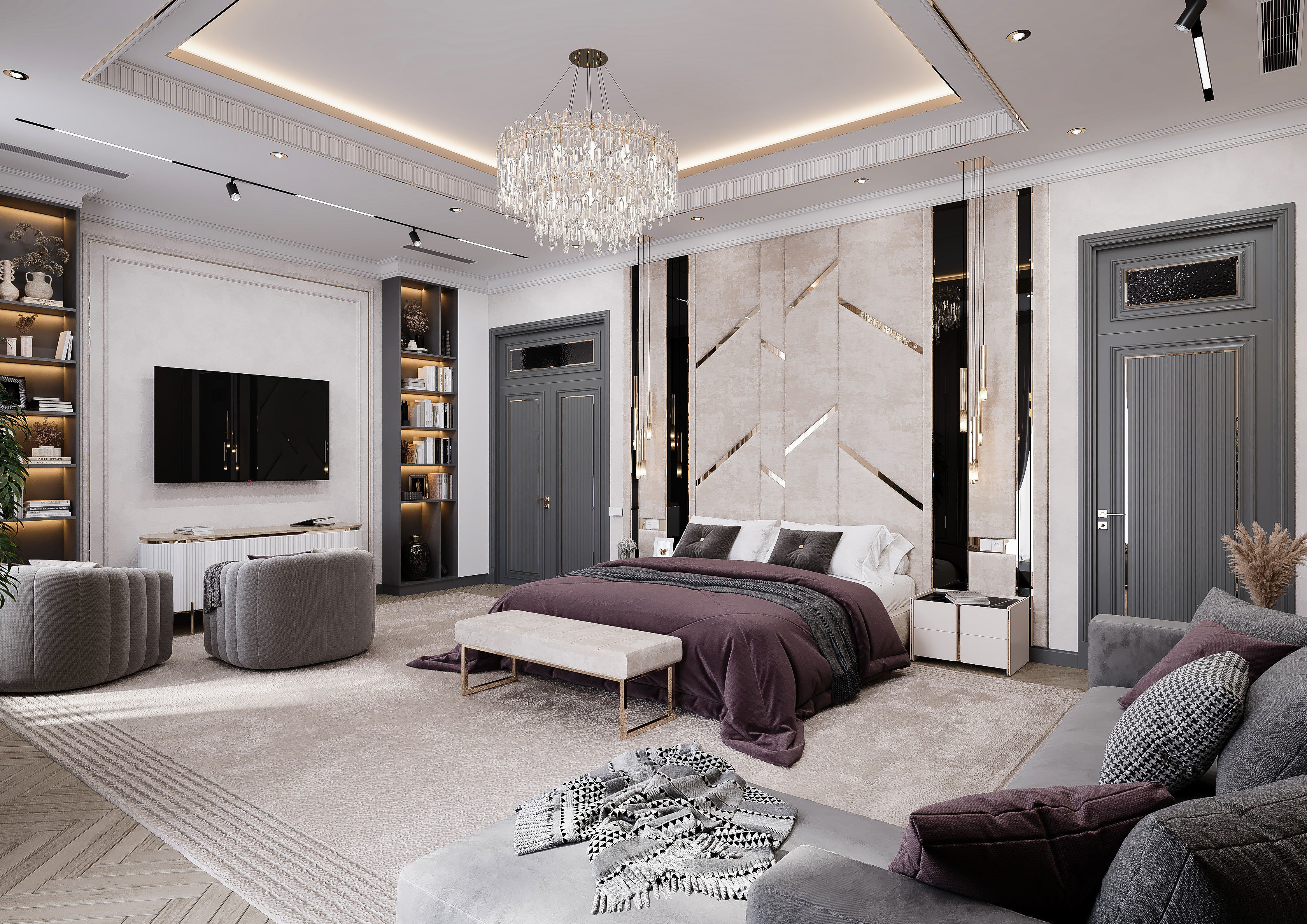 Interior Newclassic Bedroom 3D model_4