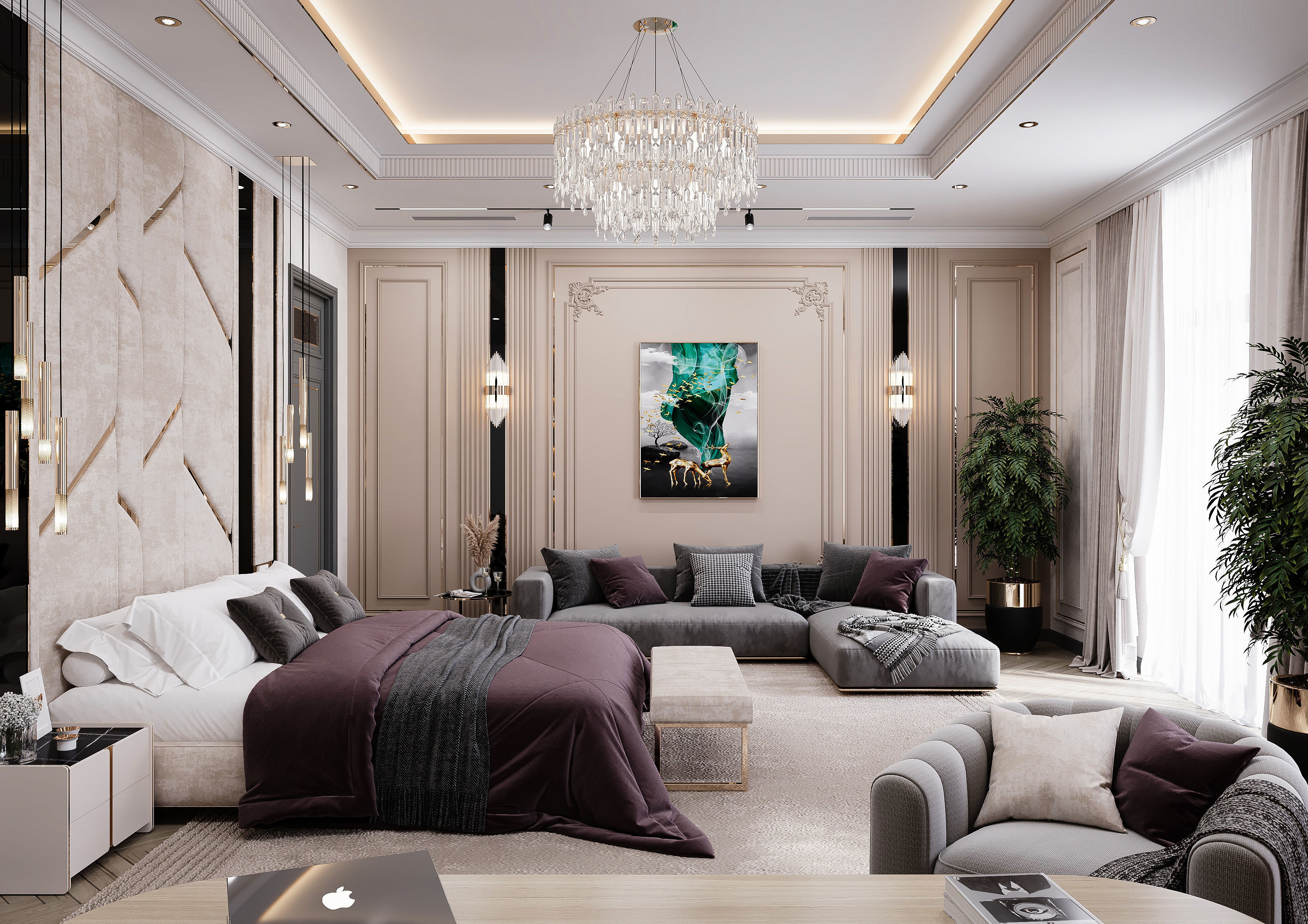 Interior Newclassic Bedroom 3D model_2