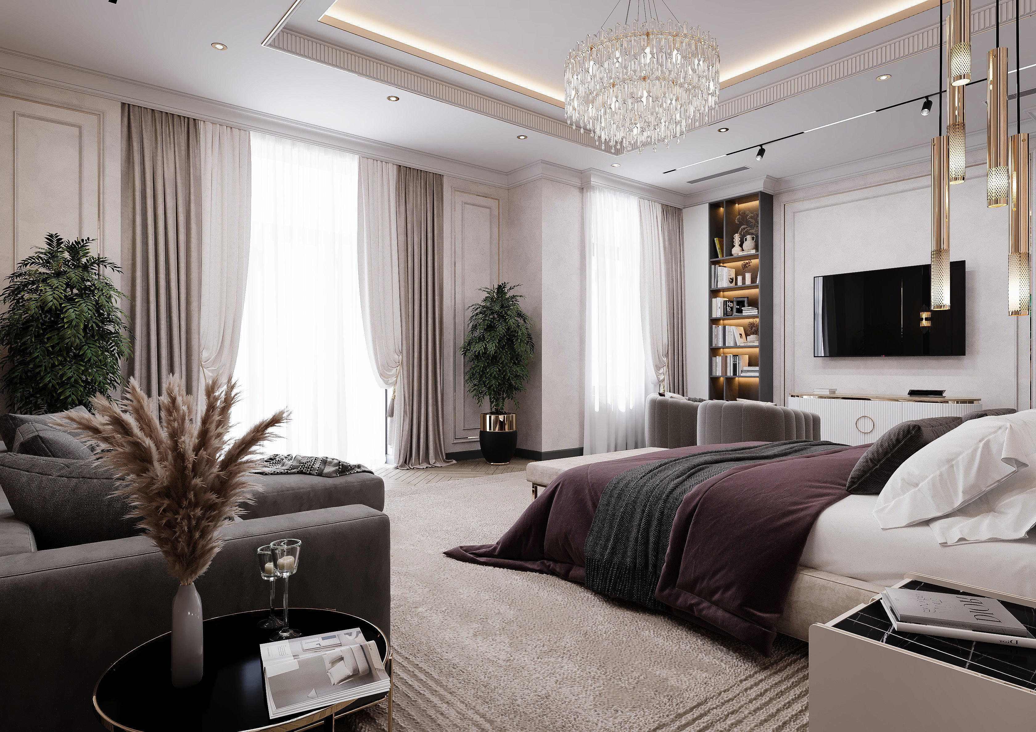 Interior Newclassic Bedroom 3D model_5