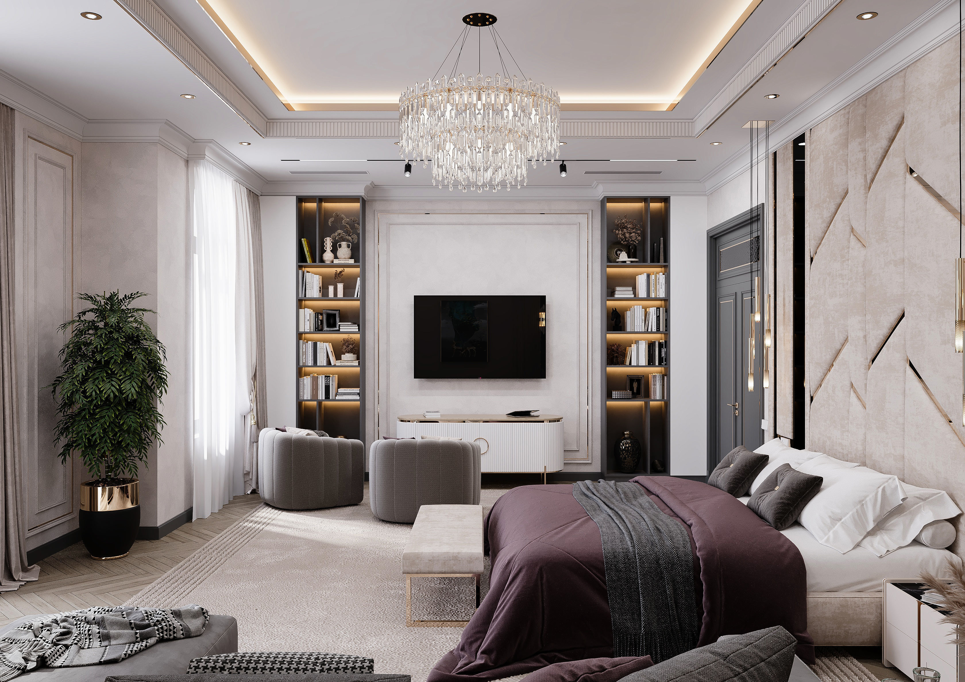 Interior Newclassic Bedroom 3D model_1