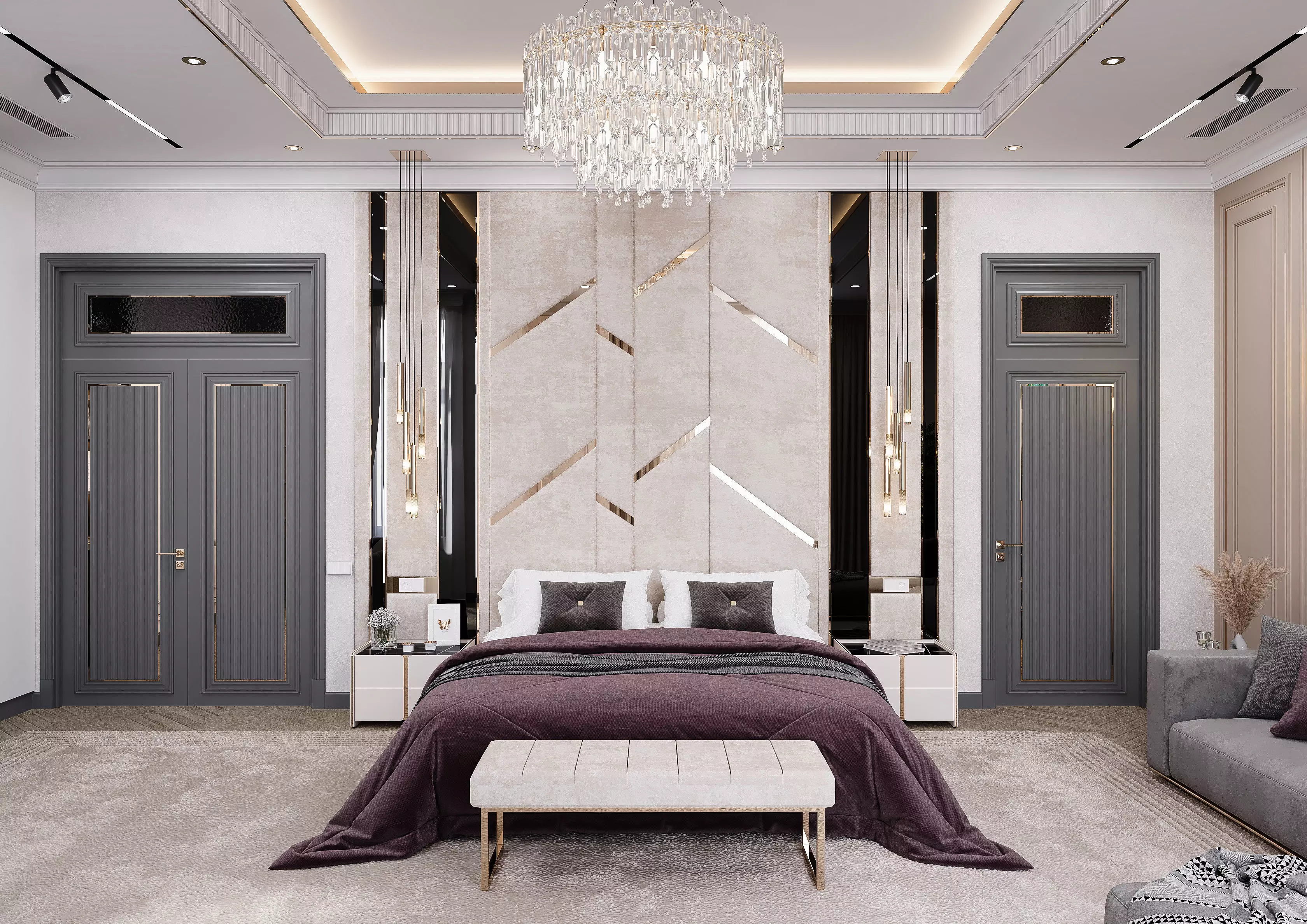 Interior Newclassic Bedroom 3D model_0