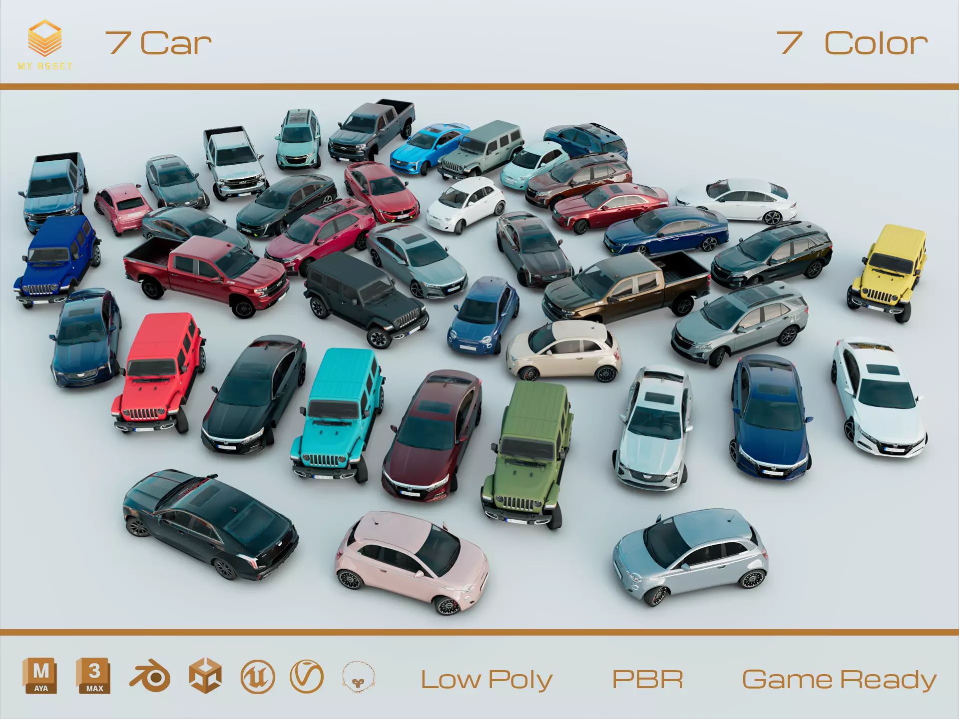 LowPoly Car Set 01 3D Model Collection_0