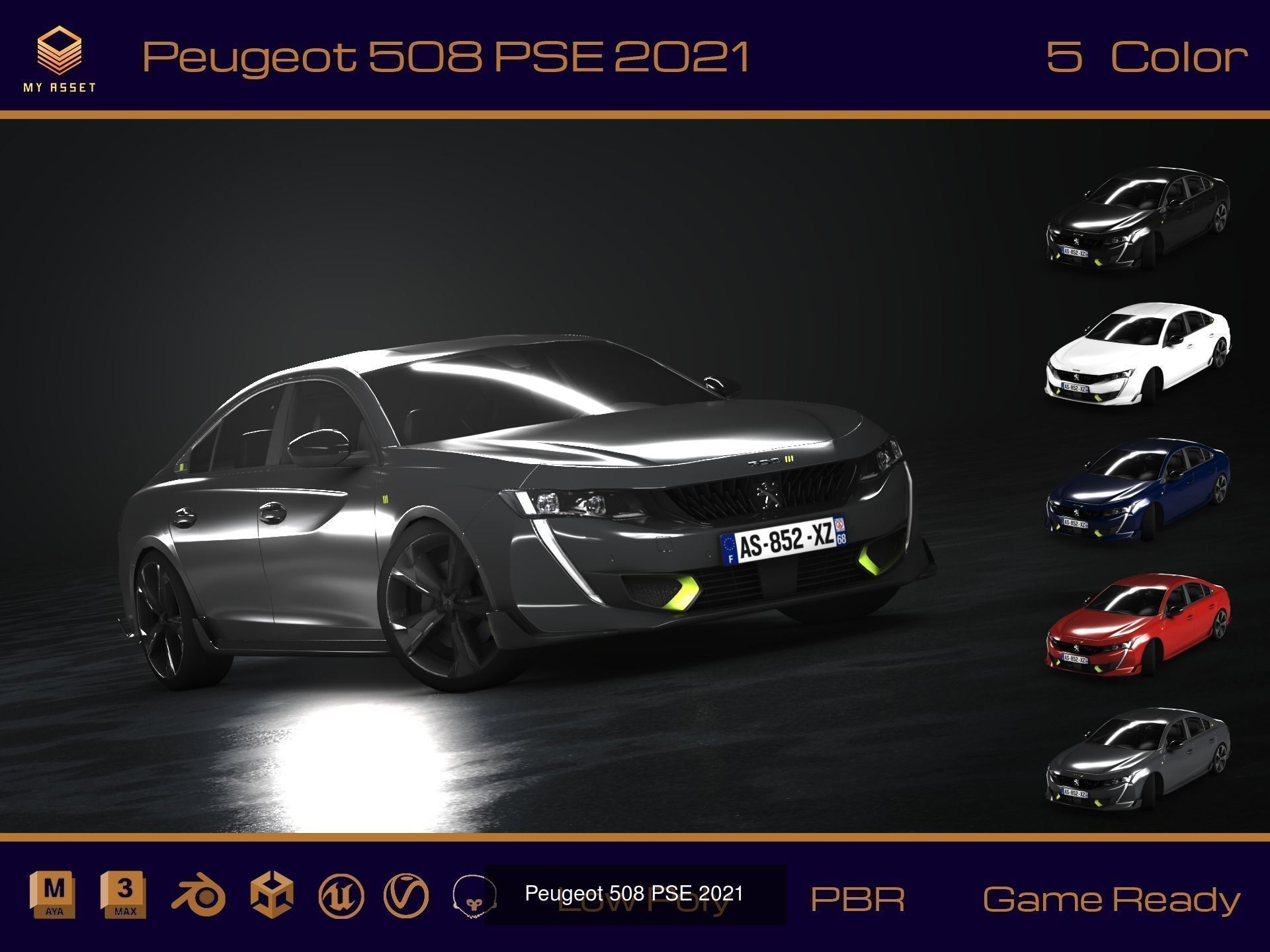 LowPoly Car Set 01 3D Model Collection_7