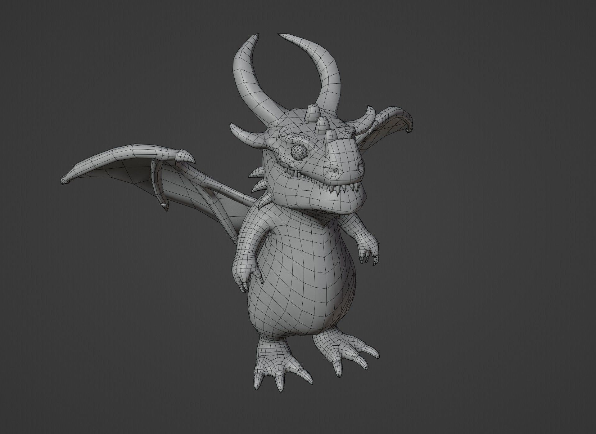 Cartoon Silver Dragon 3D Model Low-poly 3D model_20
