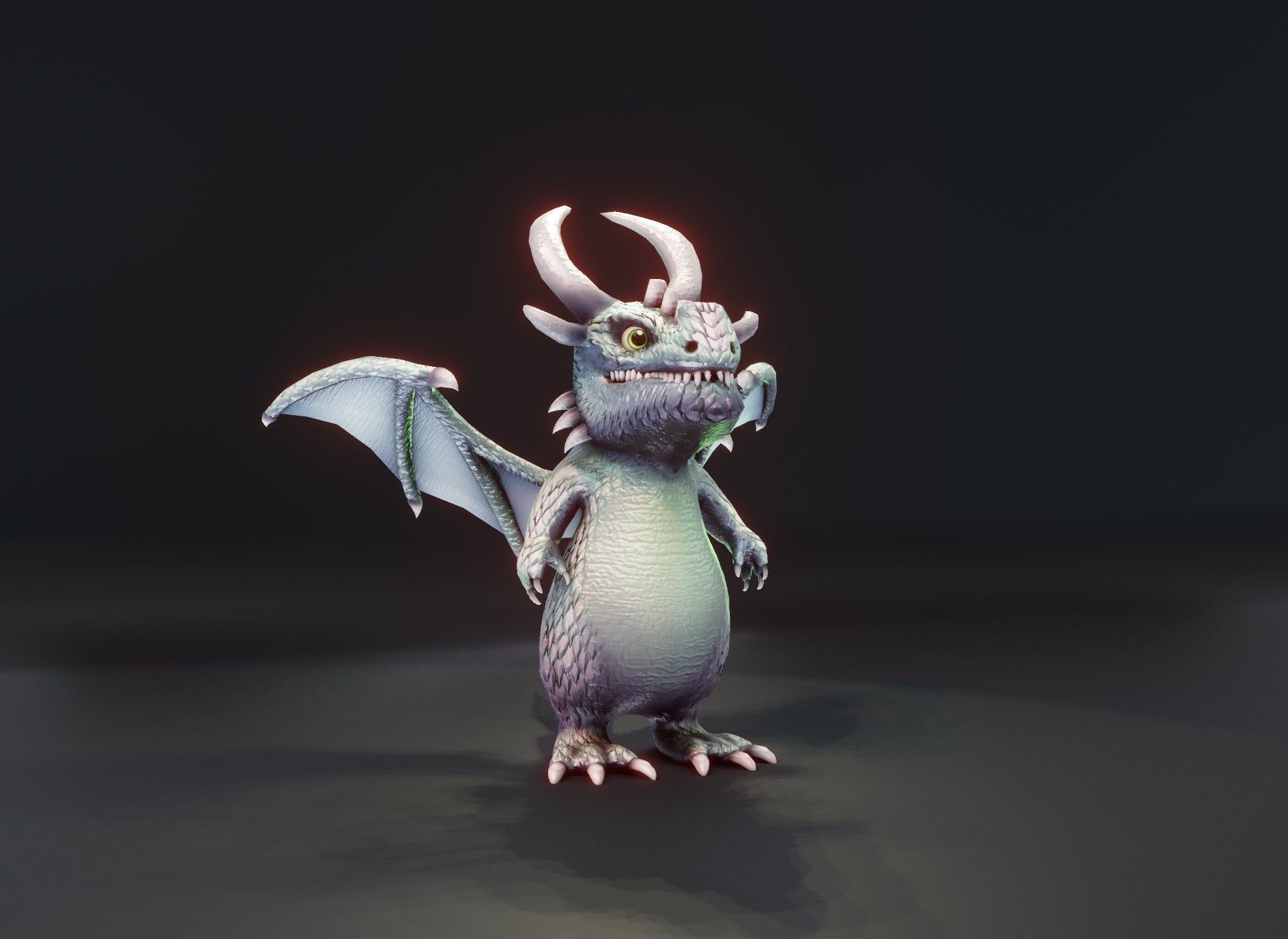 Cartoon Silver Dragon 3D Model Low-poly 3D model_4