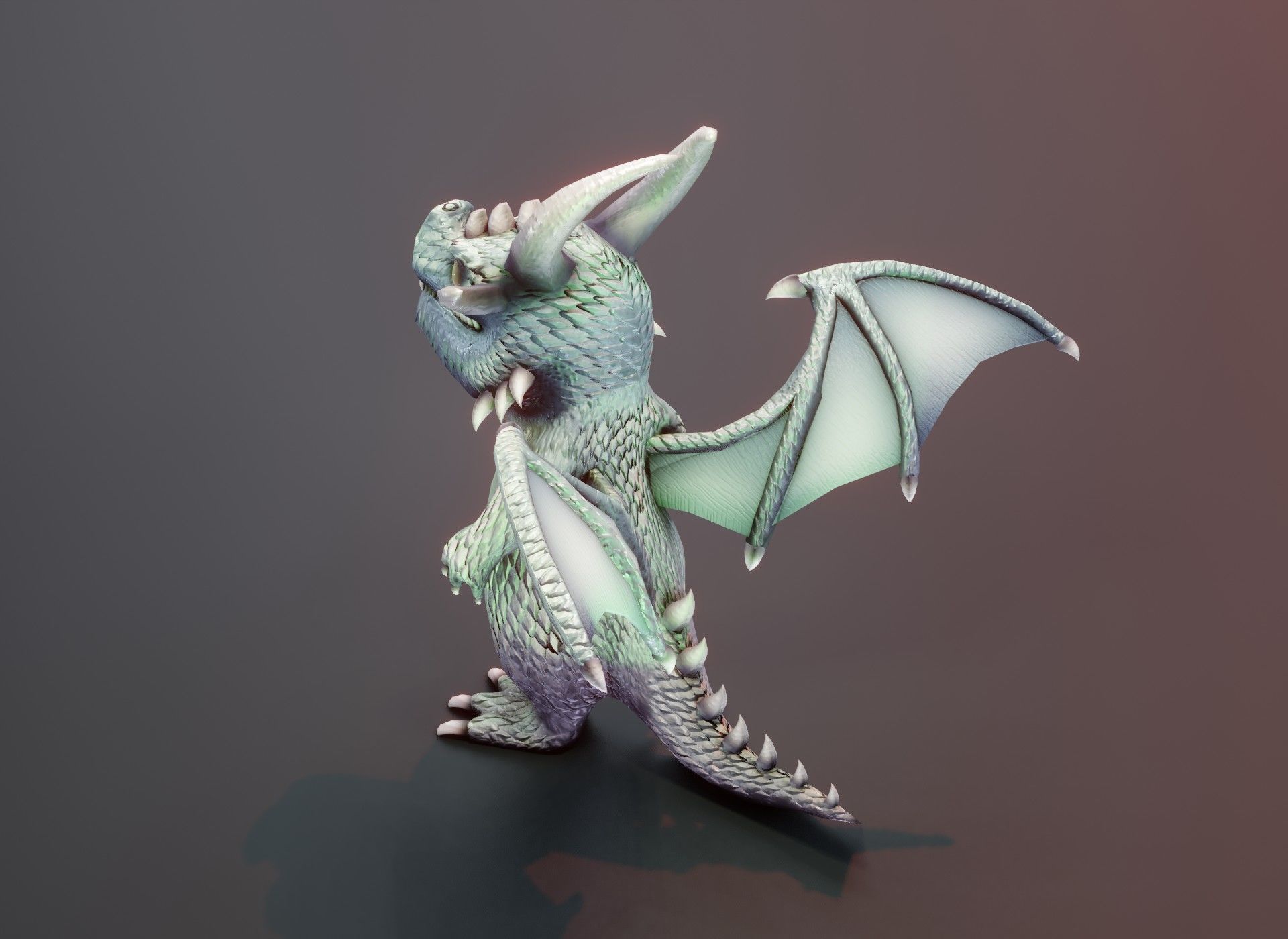 Cartoon Silver Dragon 3D Model Low-poly 3D model_9