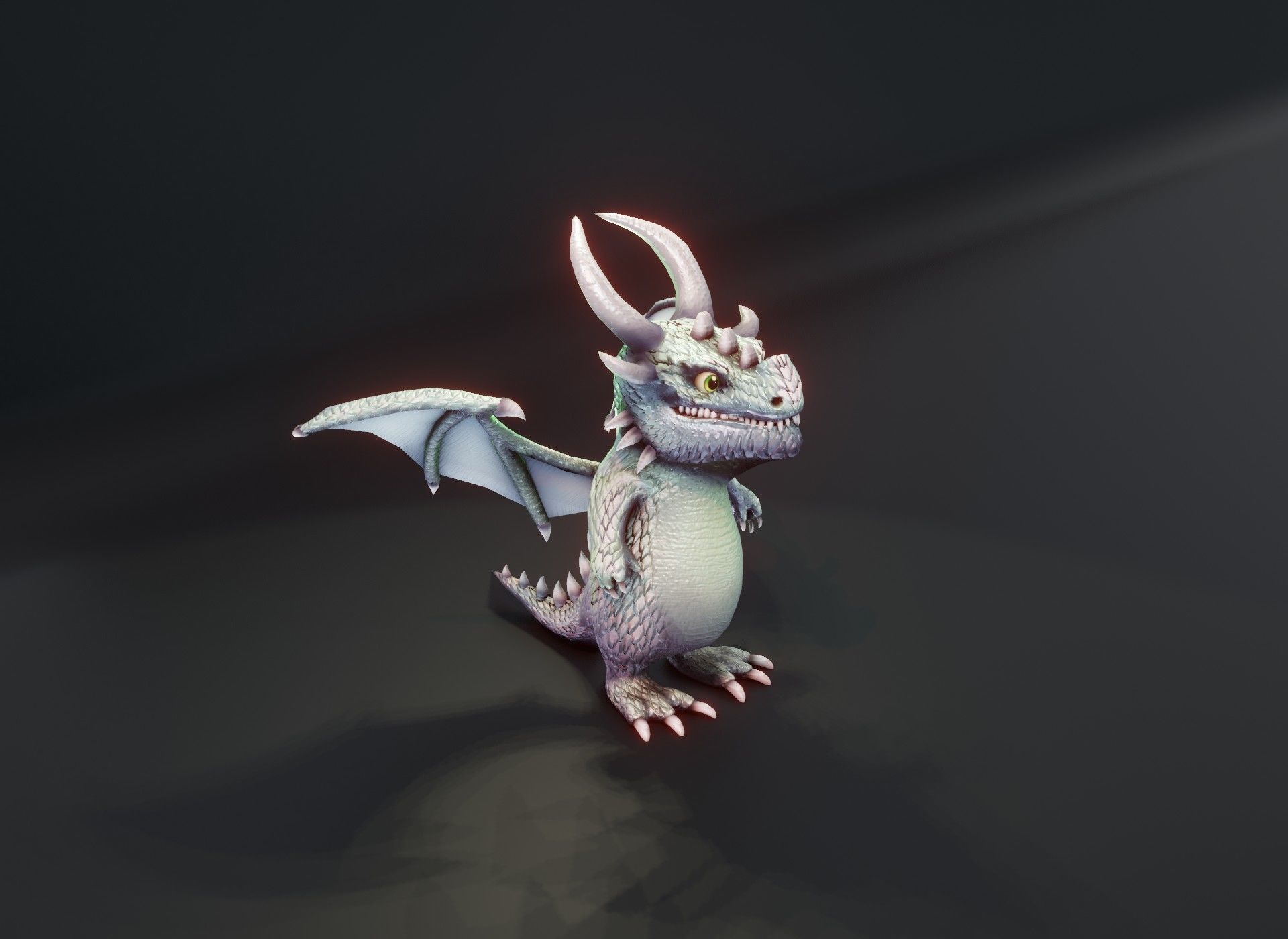 Cartoon Silver Dragon 3D Model Low-poly 3D model_14