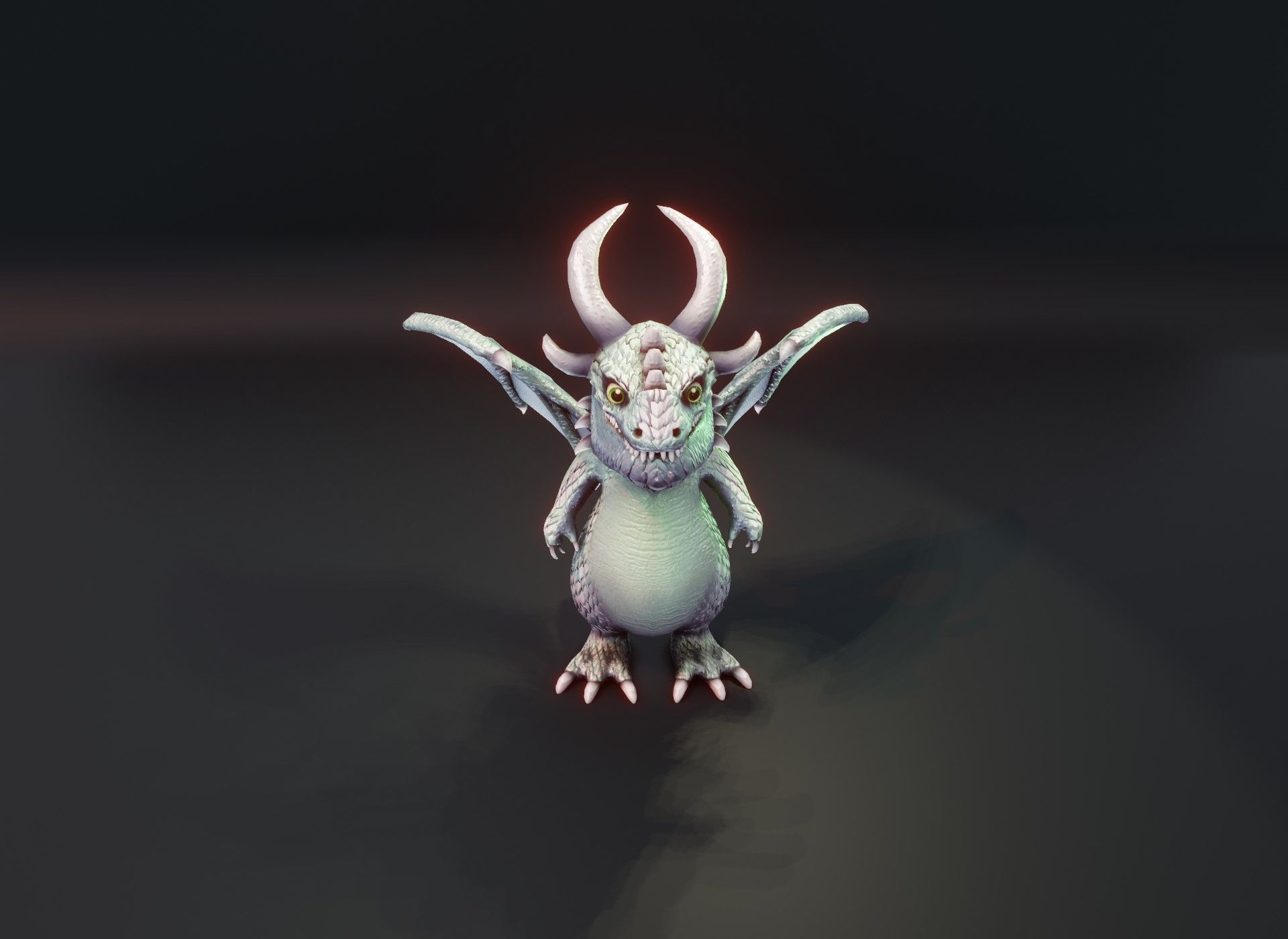 Cartoon Silver Dragon 3D Model Low-poly 3D model_3