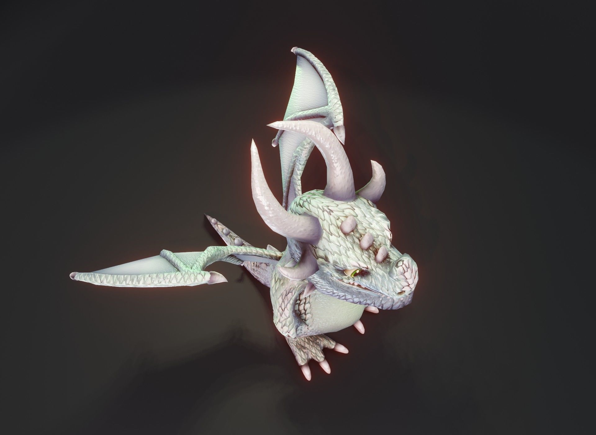 Cartoon Silver Dragon 3D Model Low-poly 3D model_7
