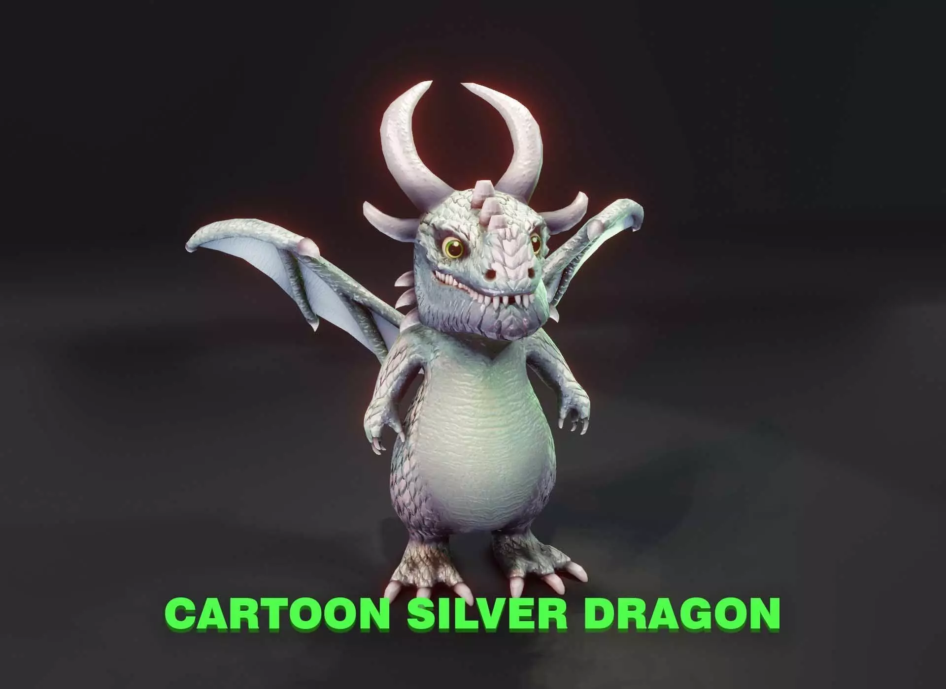Cartoon Silver Dragon 3D Model Low-poly 3D model_0