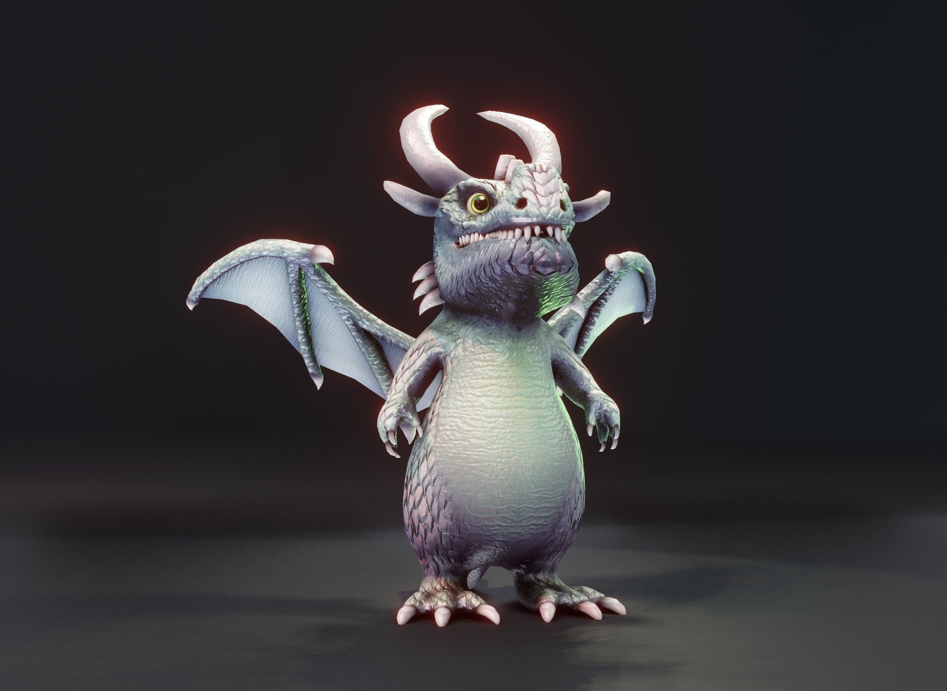 Cartoon Silver Dragon 3D Model Low-poly 3D model_18