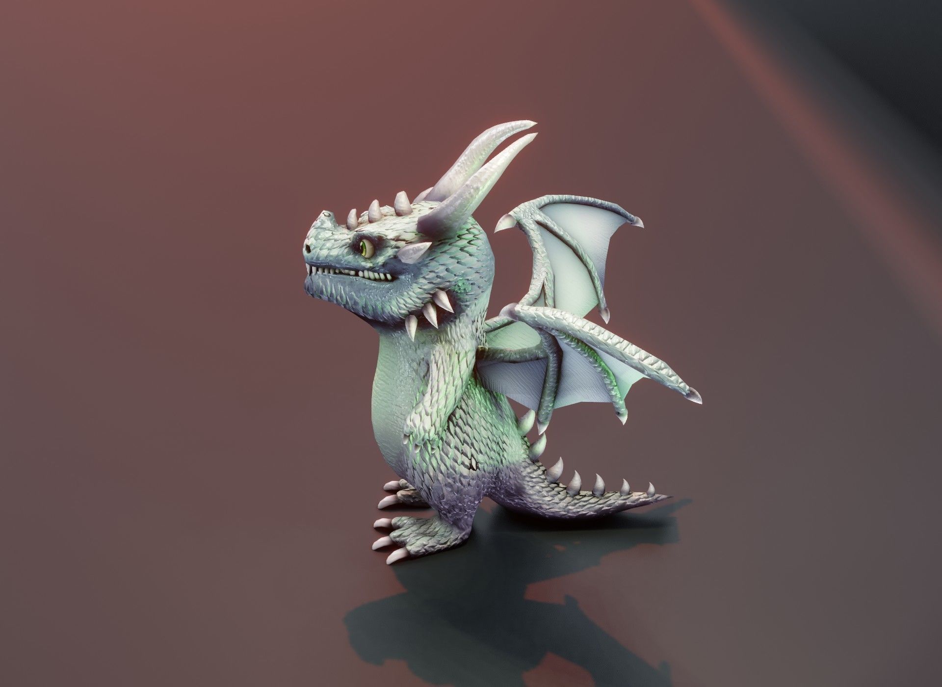 Cartoon Silver Dragon 3D Model Low-poly 3D model_13