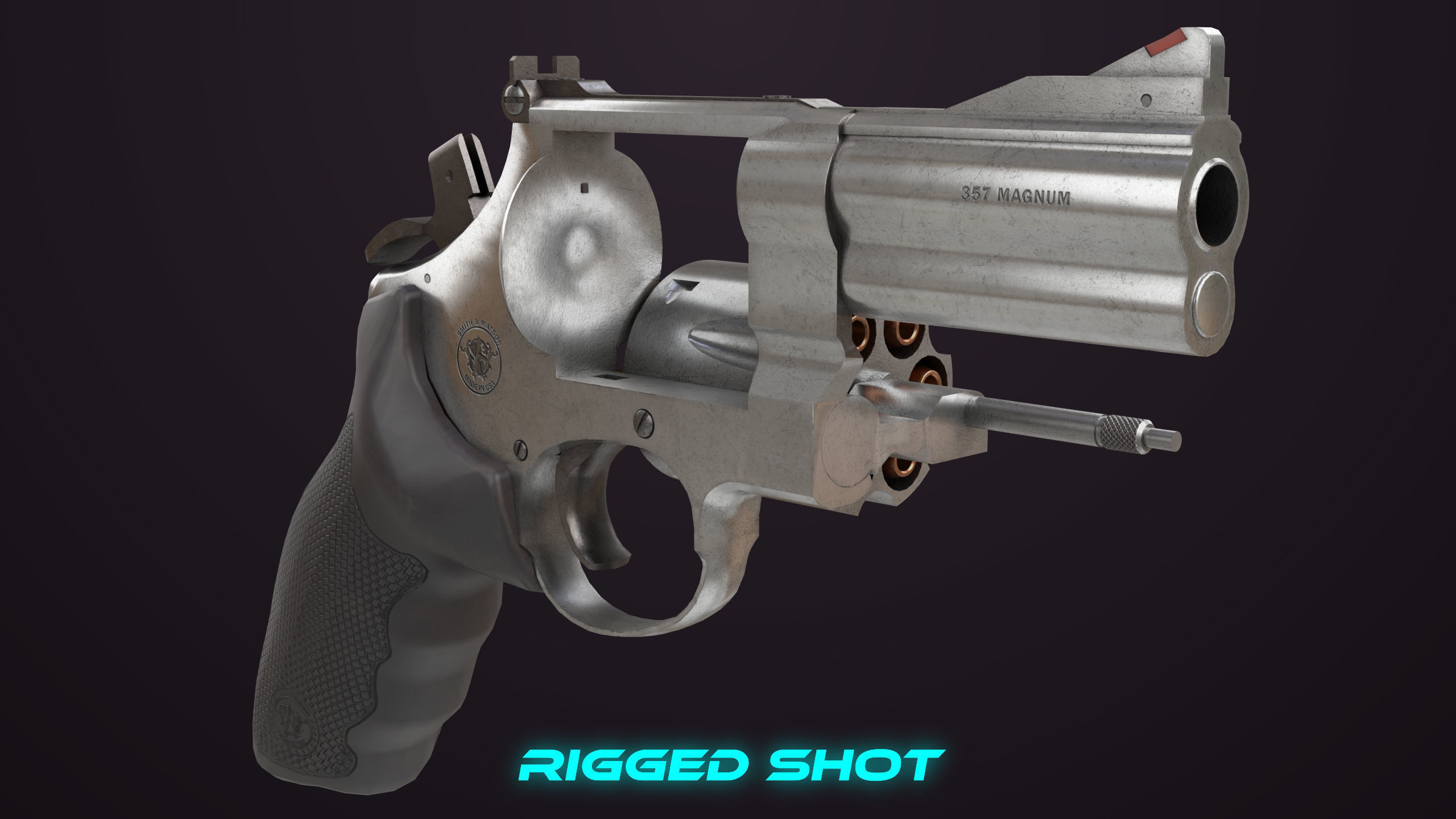 Small Revolver 06 Silver Generic All PBR Unity UE Textures Low-poly 3D model_18