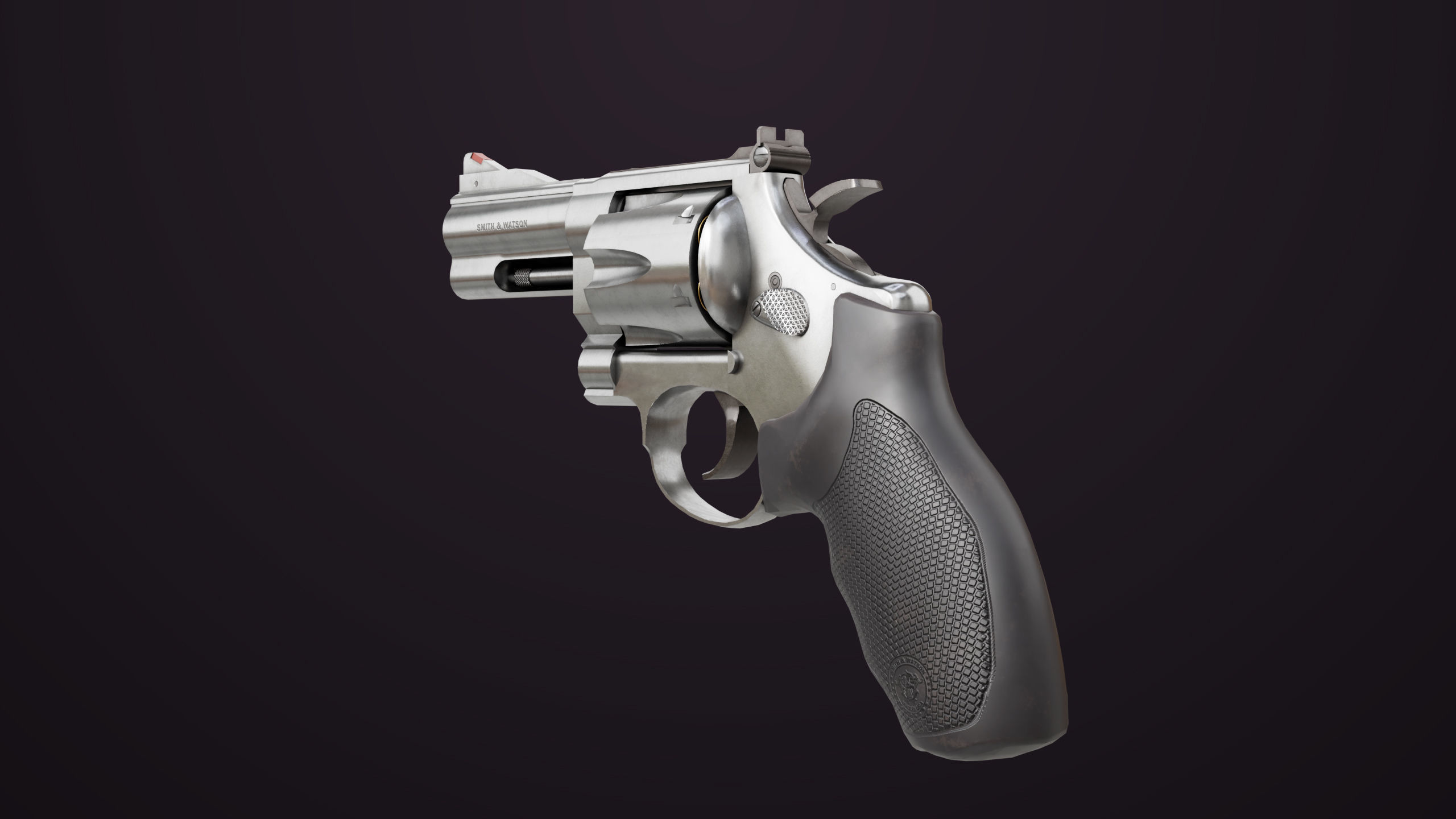Small Revolver 06 Silver Generic All PBR Unity UE Textures Low-poly 3D model_9