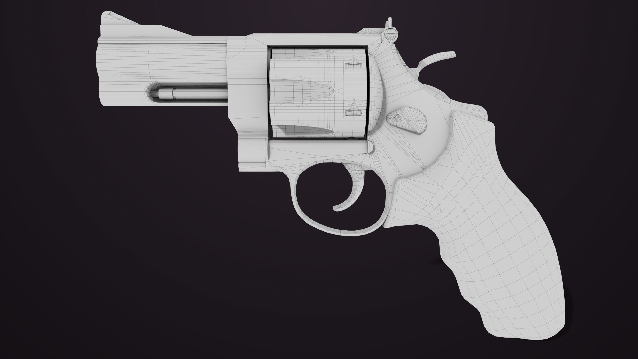 Small Revolver 06 Silver Generic All PBR Unity UE Textures Low-poly 3D model_21