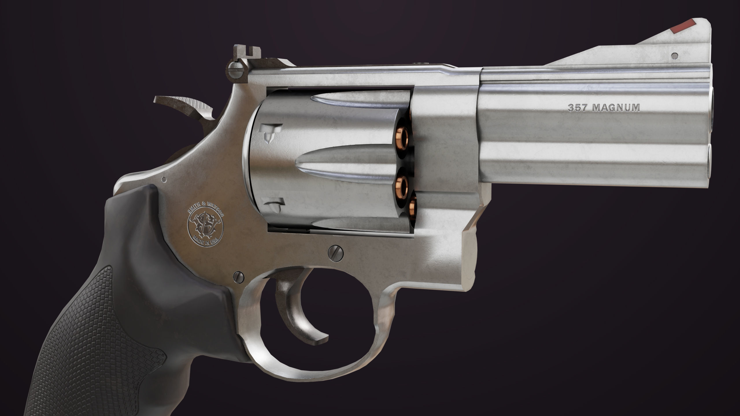 Small Revolver 06 Silver Generic All PBR Unity UE Textures Low-poly 3D model_14