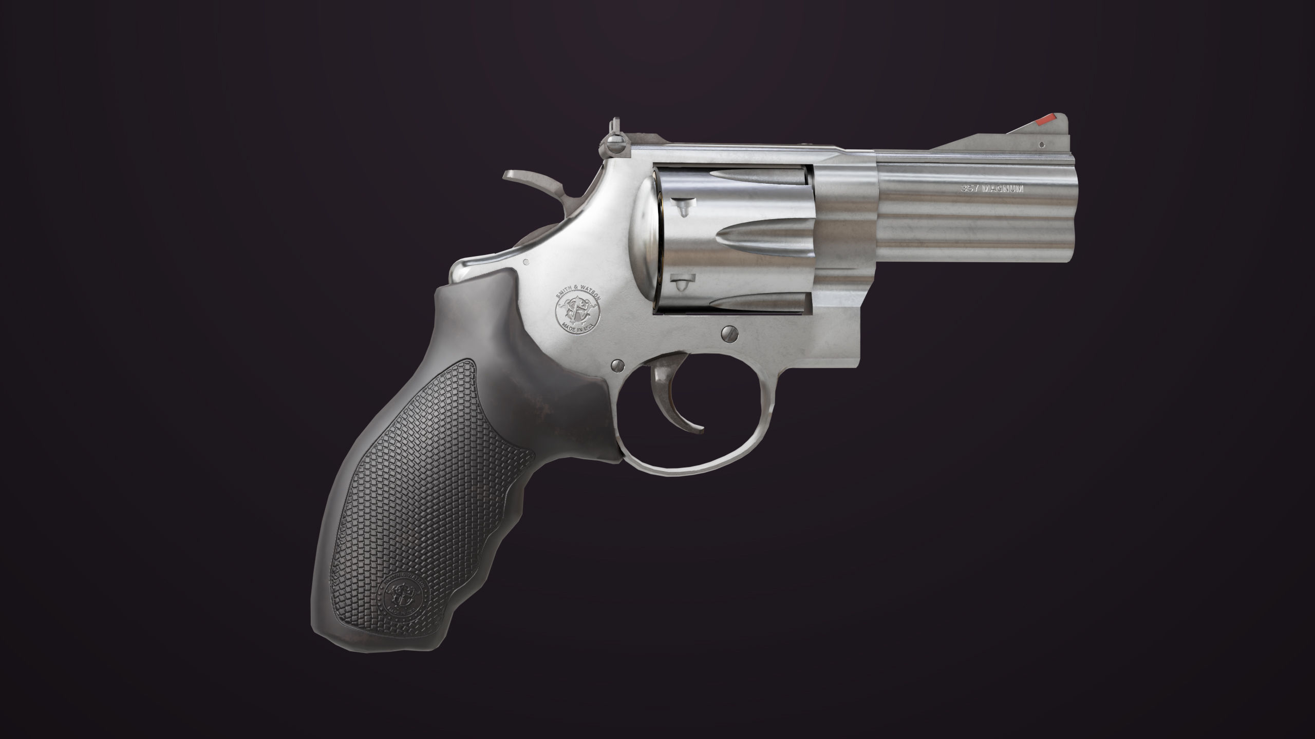 Small Revolver 06 Silver Generic All PBR Unity UE Textures Low-poly 3D model_6