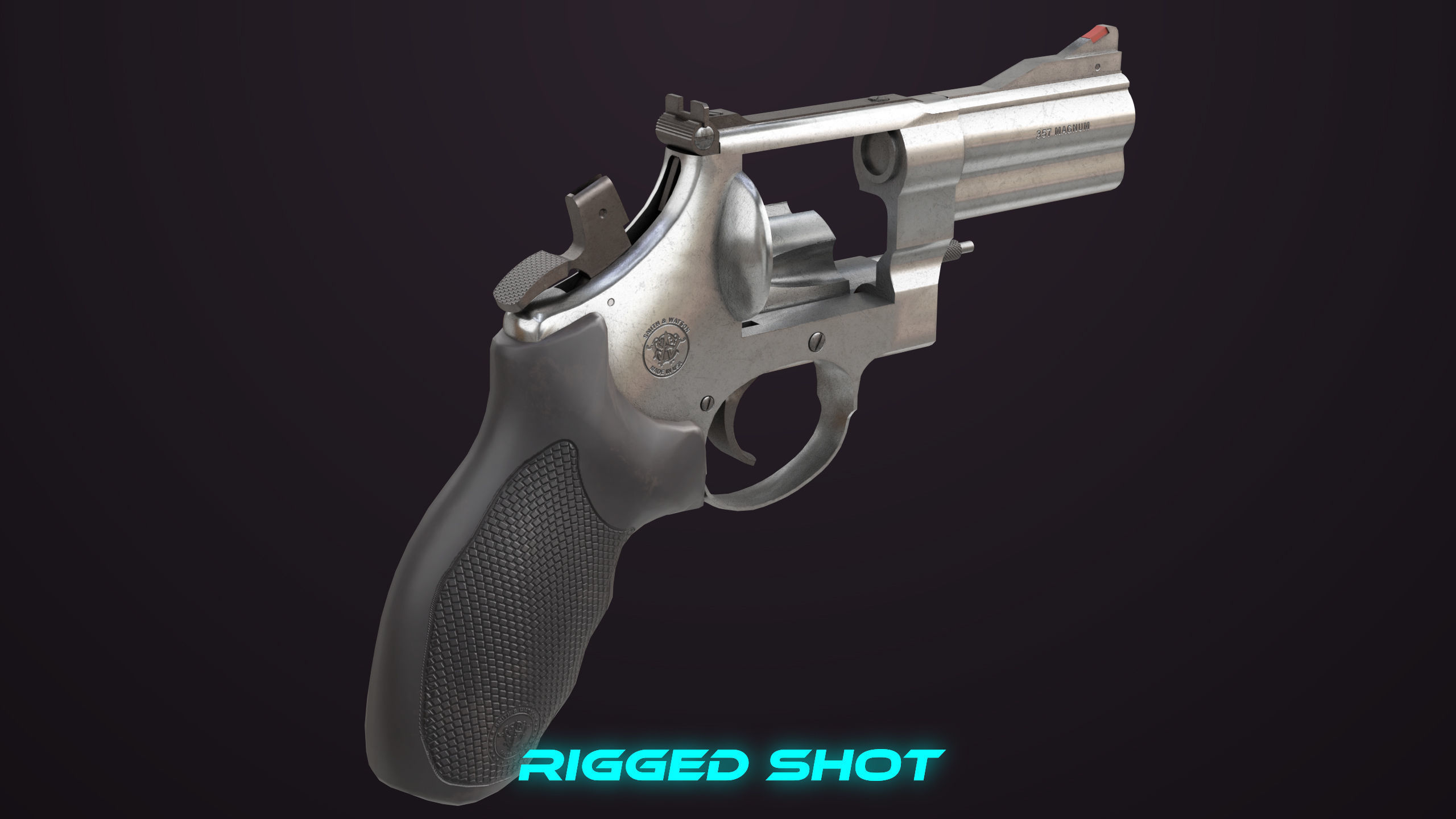 Small Revolver 06 Silver Generic All PBR Unity UE Textures Low-poly 3D model_17