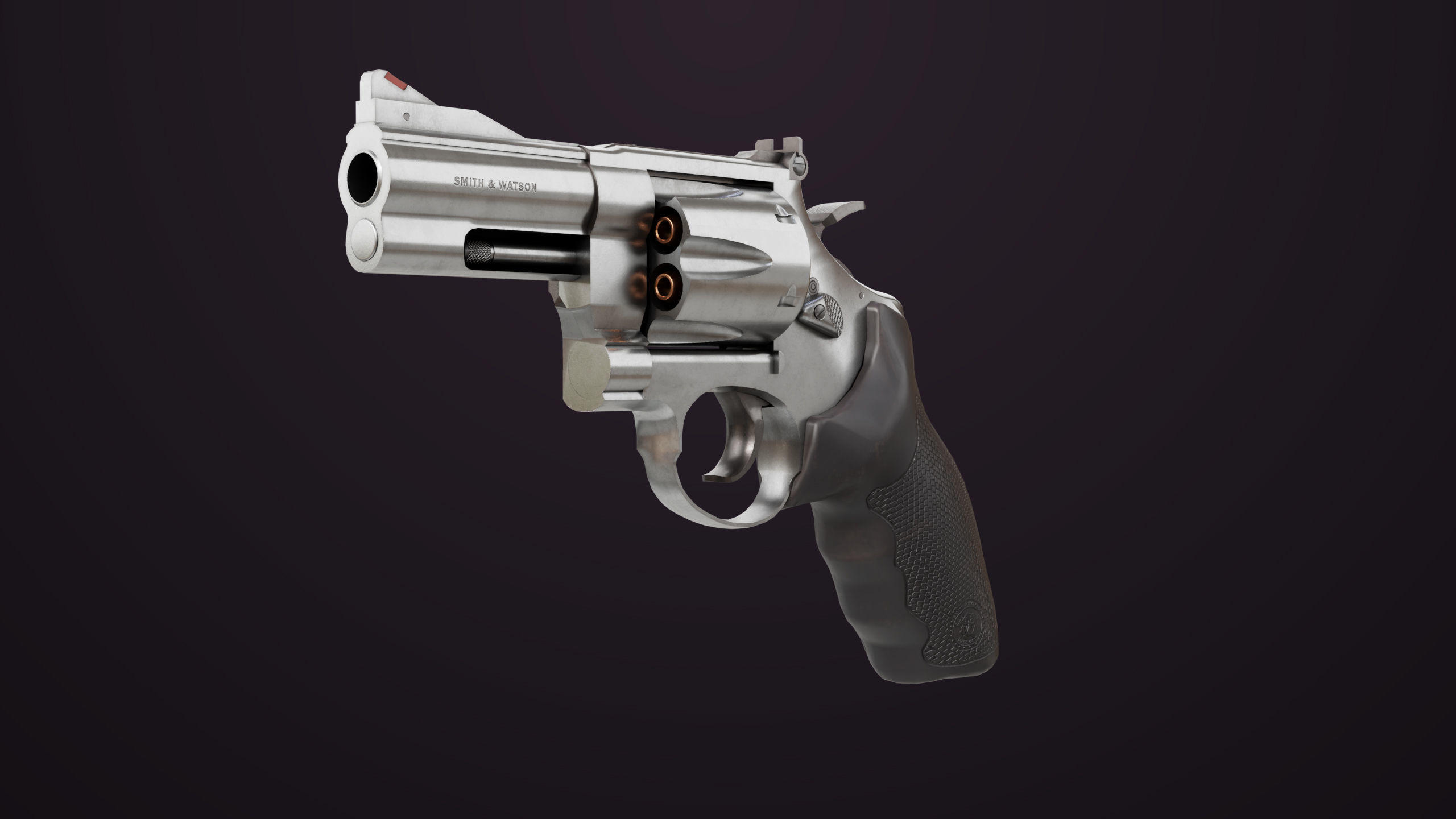 Small Revolver 06 Silver Generic All PBR Unity UE Textures Low-poly 3D model_2