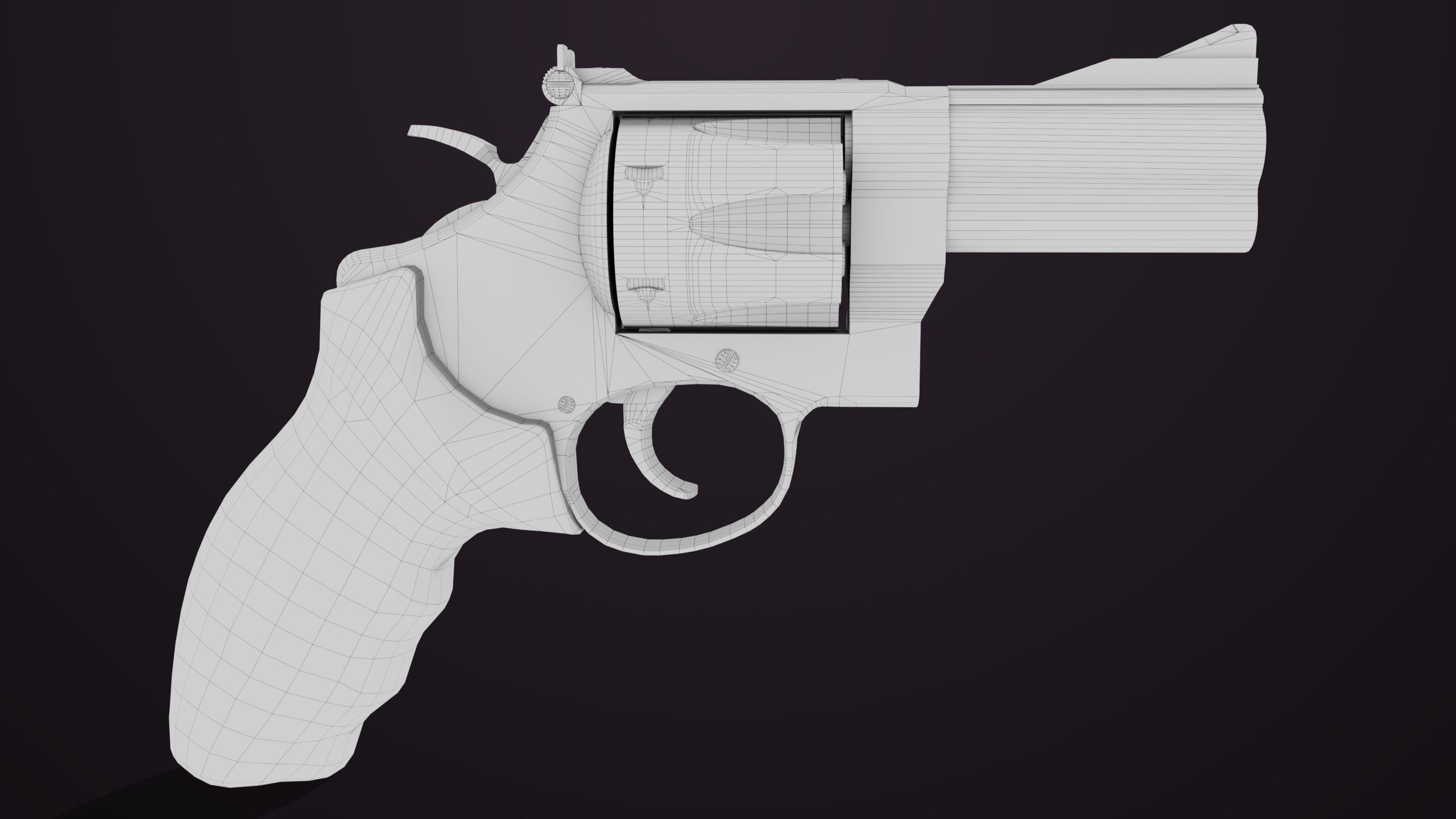 Small Revolver 06 Silver Generic All PBR Unity UE Textures Low-poly 3D model_25