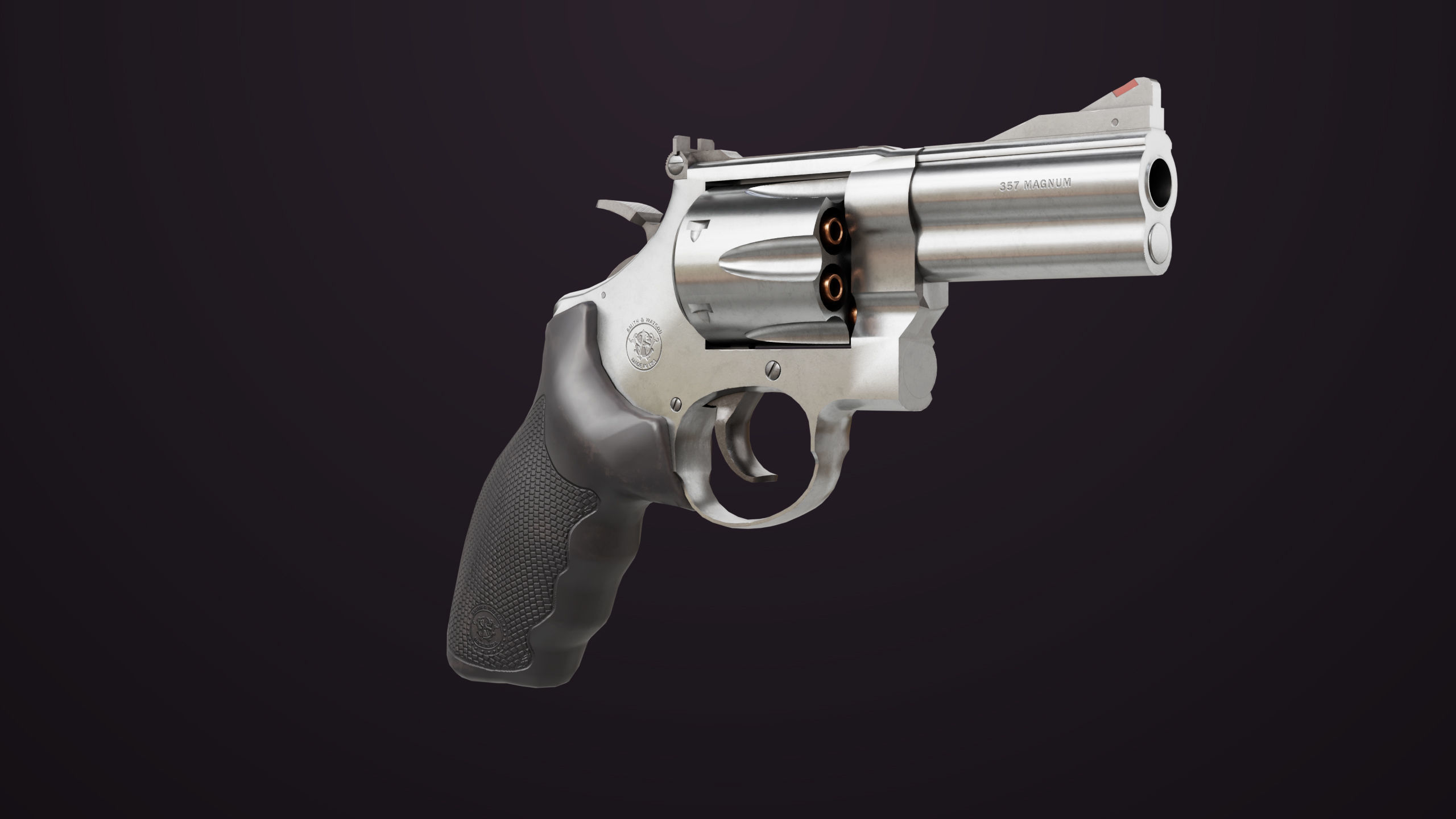 Small Revolver 06 Silver Generic All PBR Unity UE Textures Low-poly 3D model_3