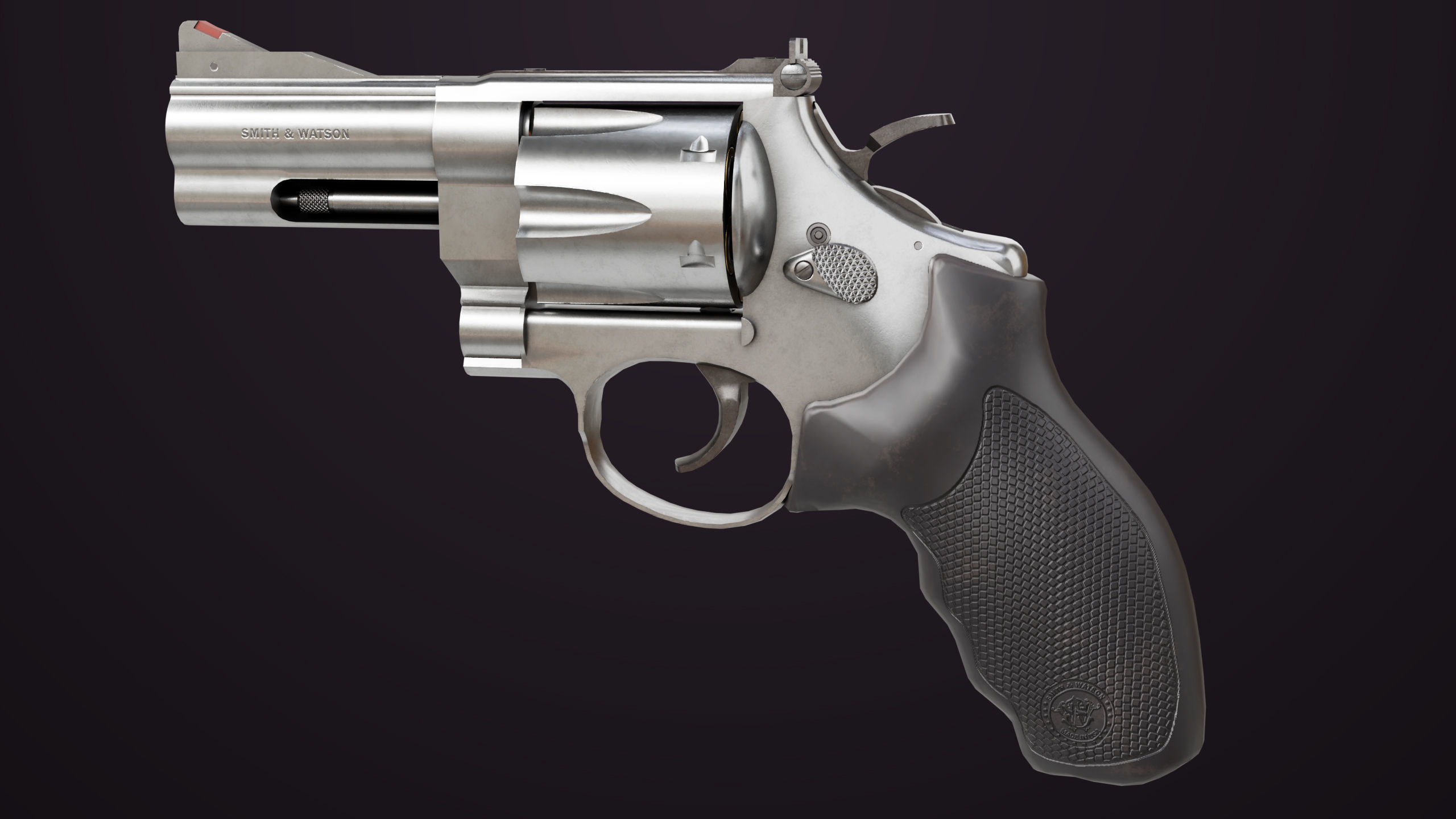 Small Revolver 06 Silver Generic All PBR Unity UE Textures Low-poly 3D model_10