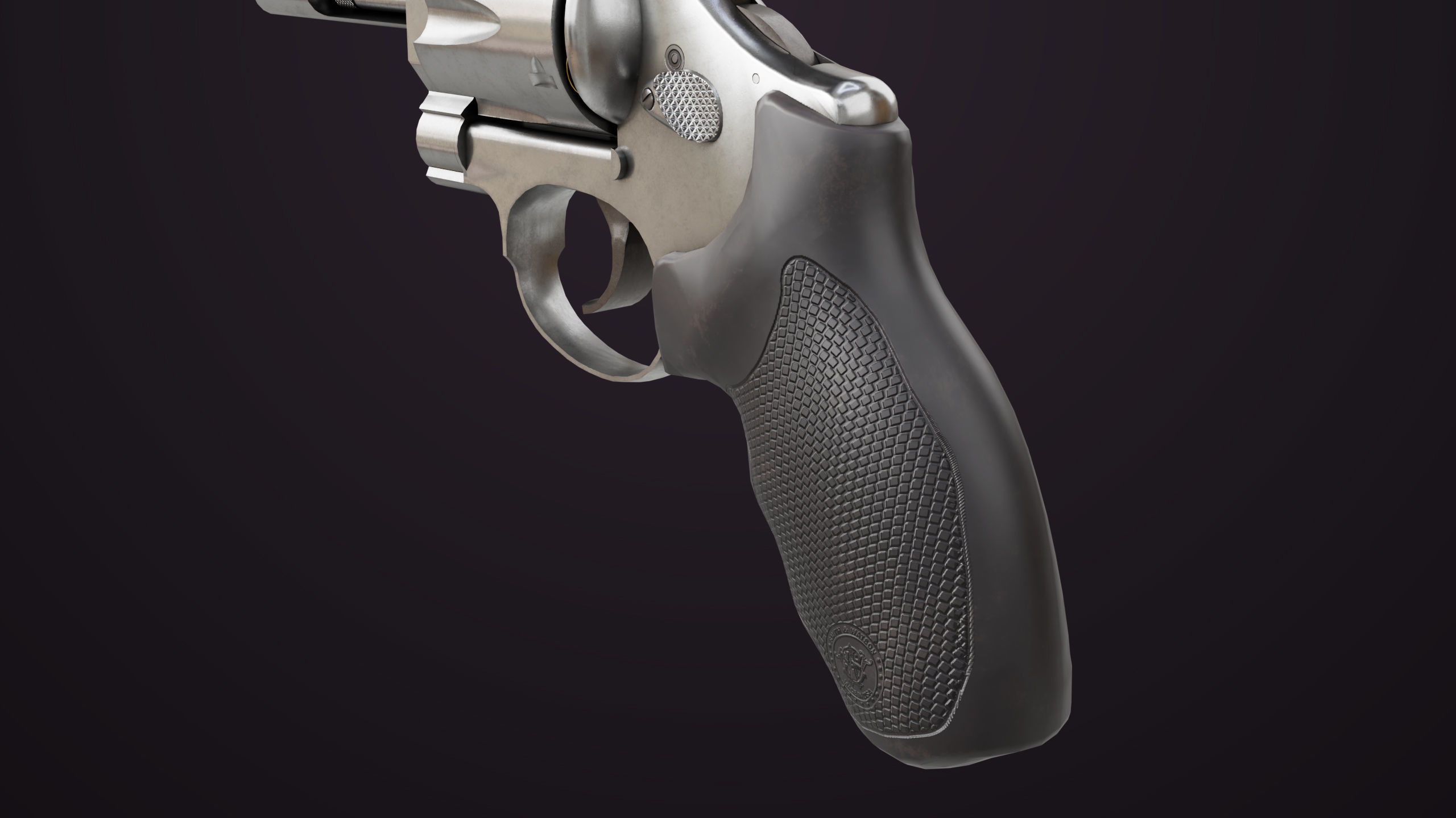 Small Revolver 06 Silver Generic All PBR Unity UE Textures Low-poly 3D model_12