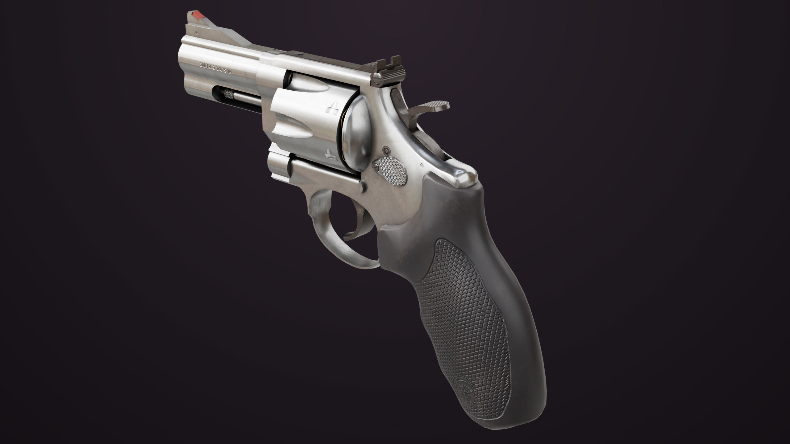 Small Revolver 06 Silver Generic All PBR Unity UE Textures Low-poly 3D model_15