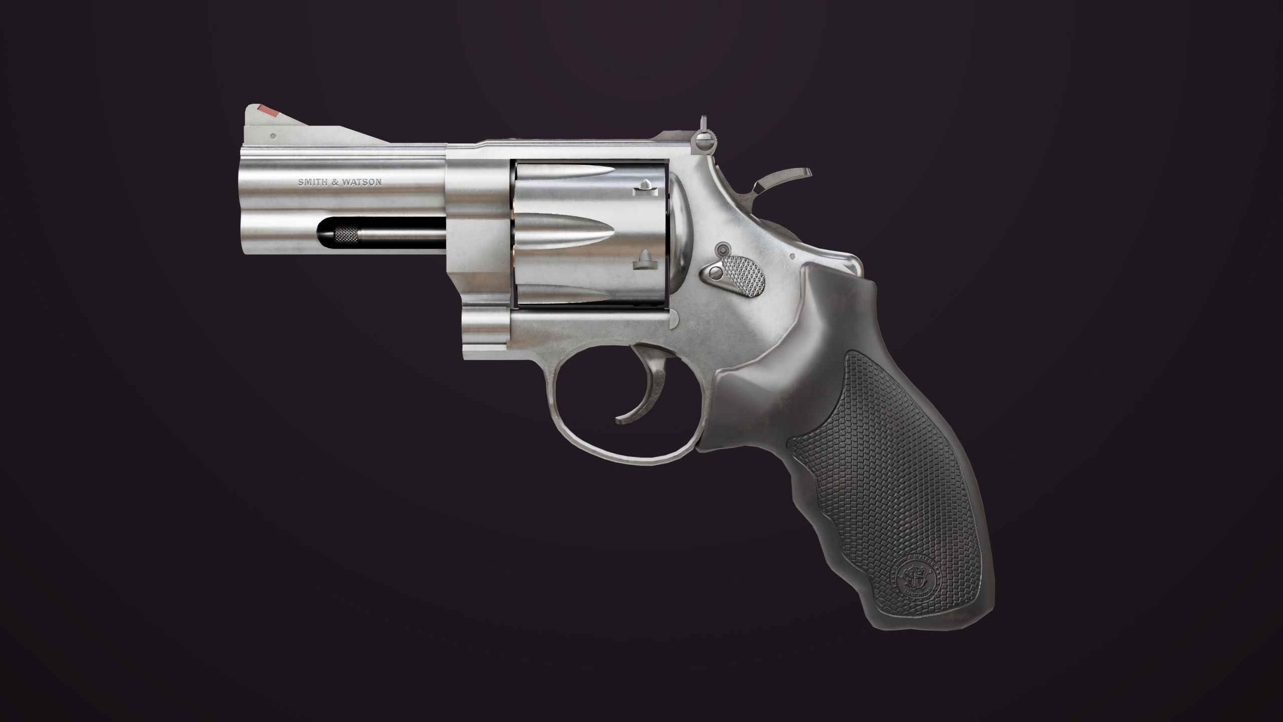 Small Revolver 06 Silver Generic All PBR Unity UE Textures Low-poly 3D model_1