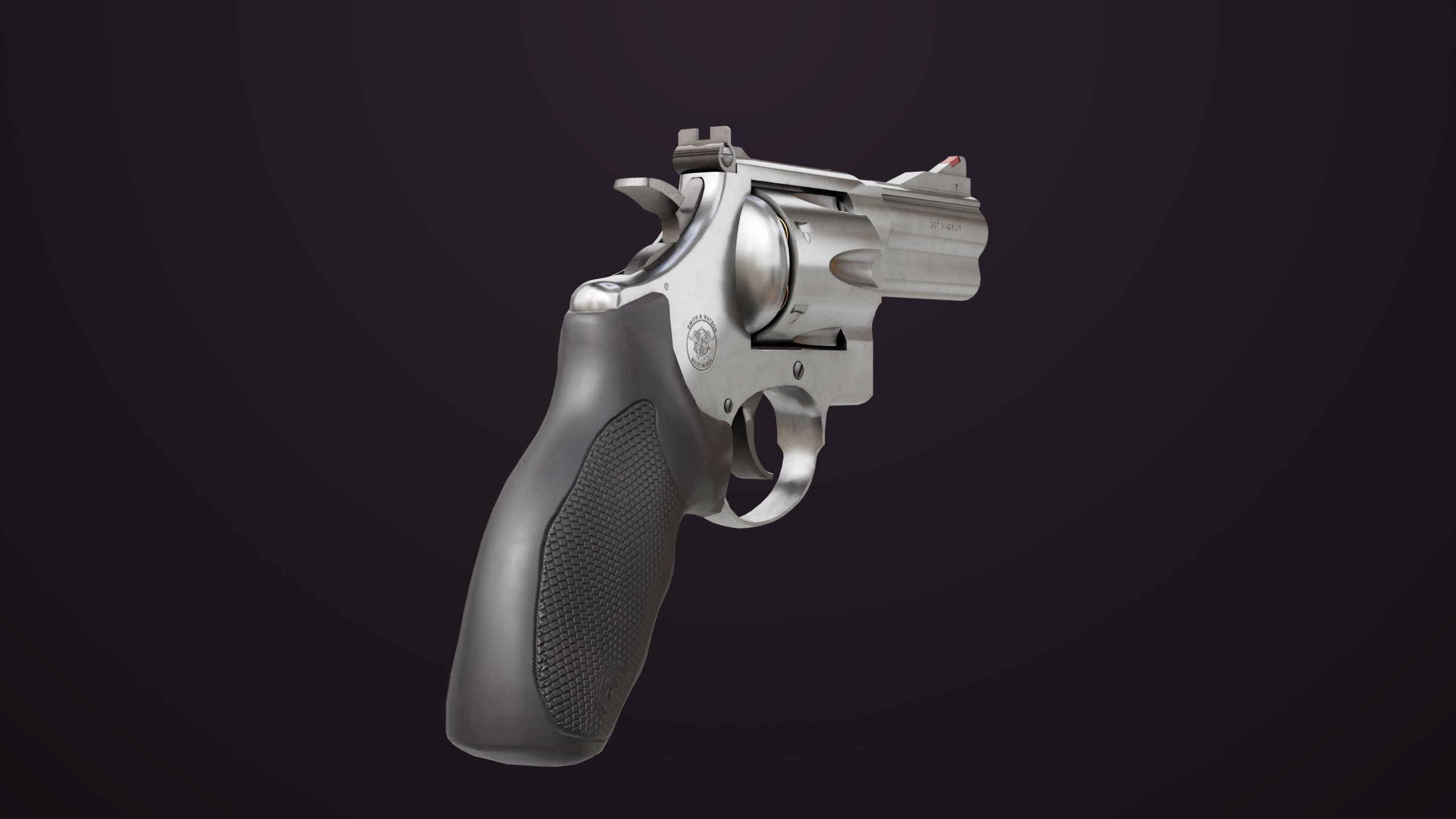 Small Revolver 06 Silver Generic All PBR Unity UE Textures Low-poly 3D model_7