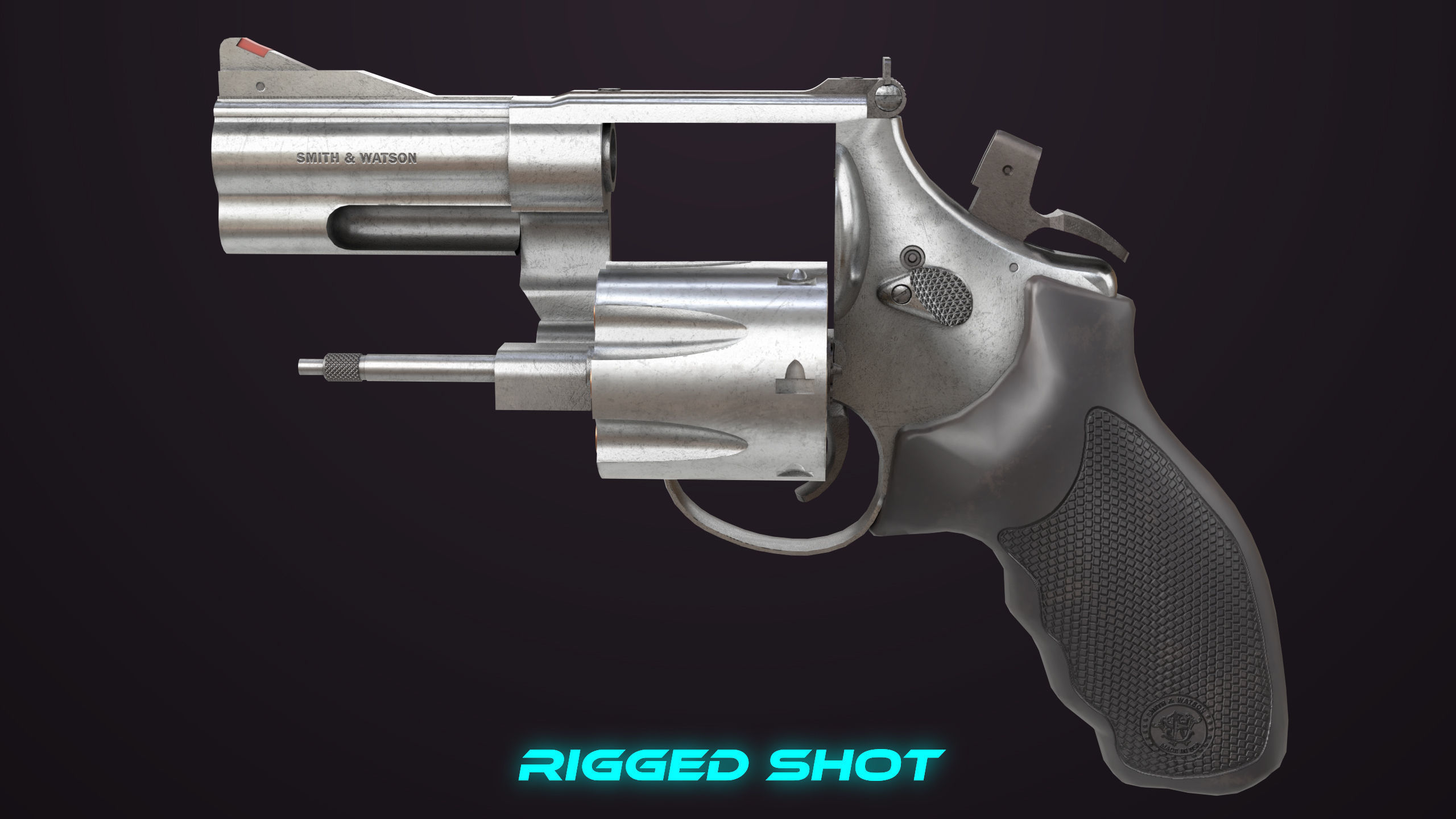 Small Revolver 06 Silver Generic All PBR Unity UE Textures Low-poly 3D model_16