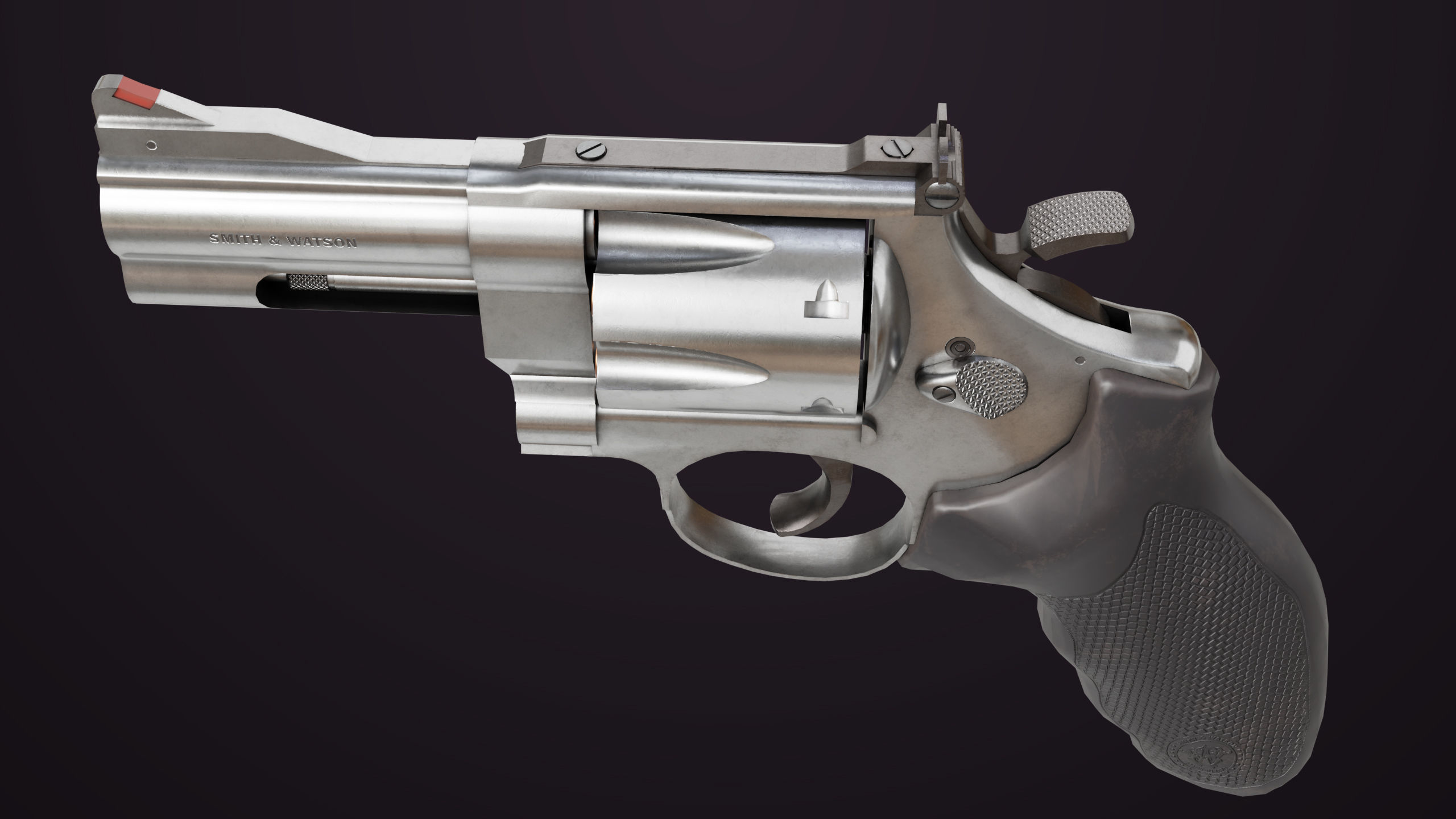 Small Revolver 06 Silver Generic All PBR Unity UE Textures Low-poly 3D model_11