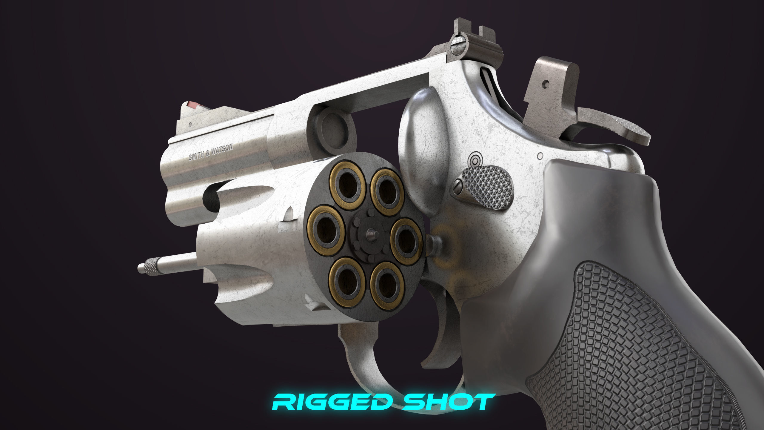 Small Revolver 06 Silver Generic All PBR Unity UE Textures Low-poly 3D model_19