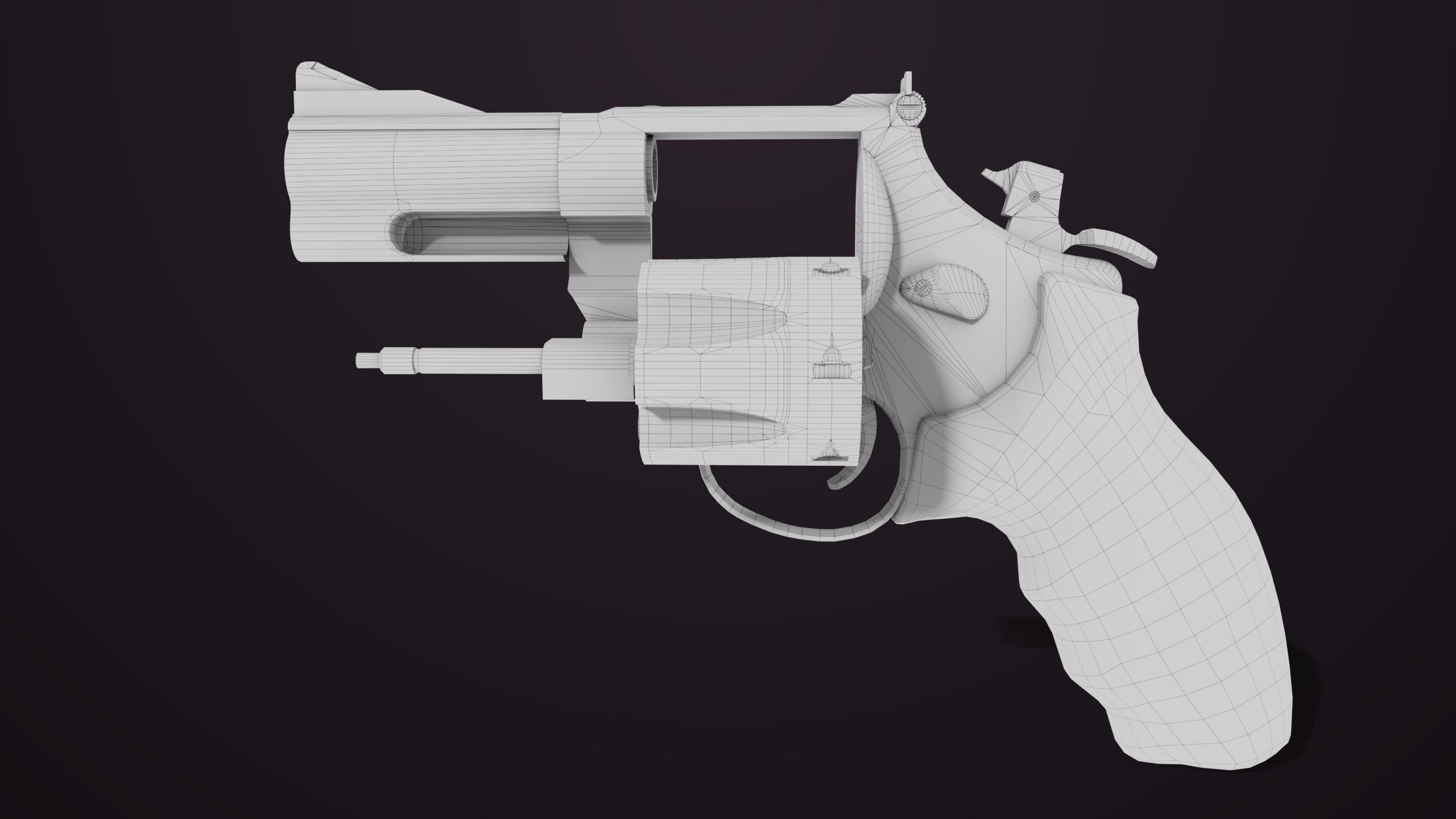 Small Revolver 06 Silver Generic All PBR Unity UE Textures Low-poly 3D model_38