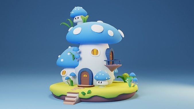 Cute Mushroom House Low-poly 3D model