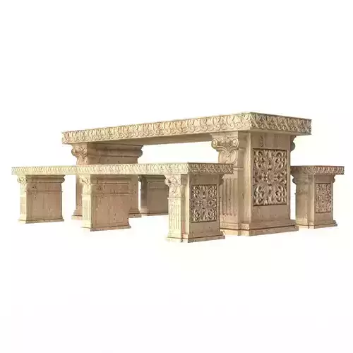 Stone Bench and Table 02