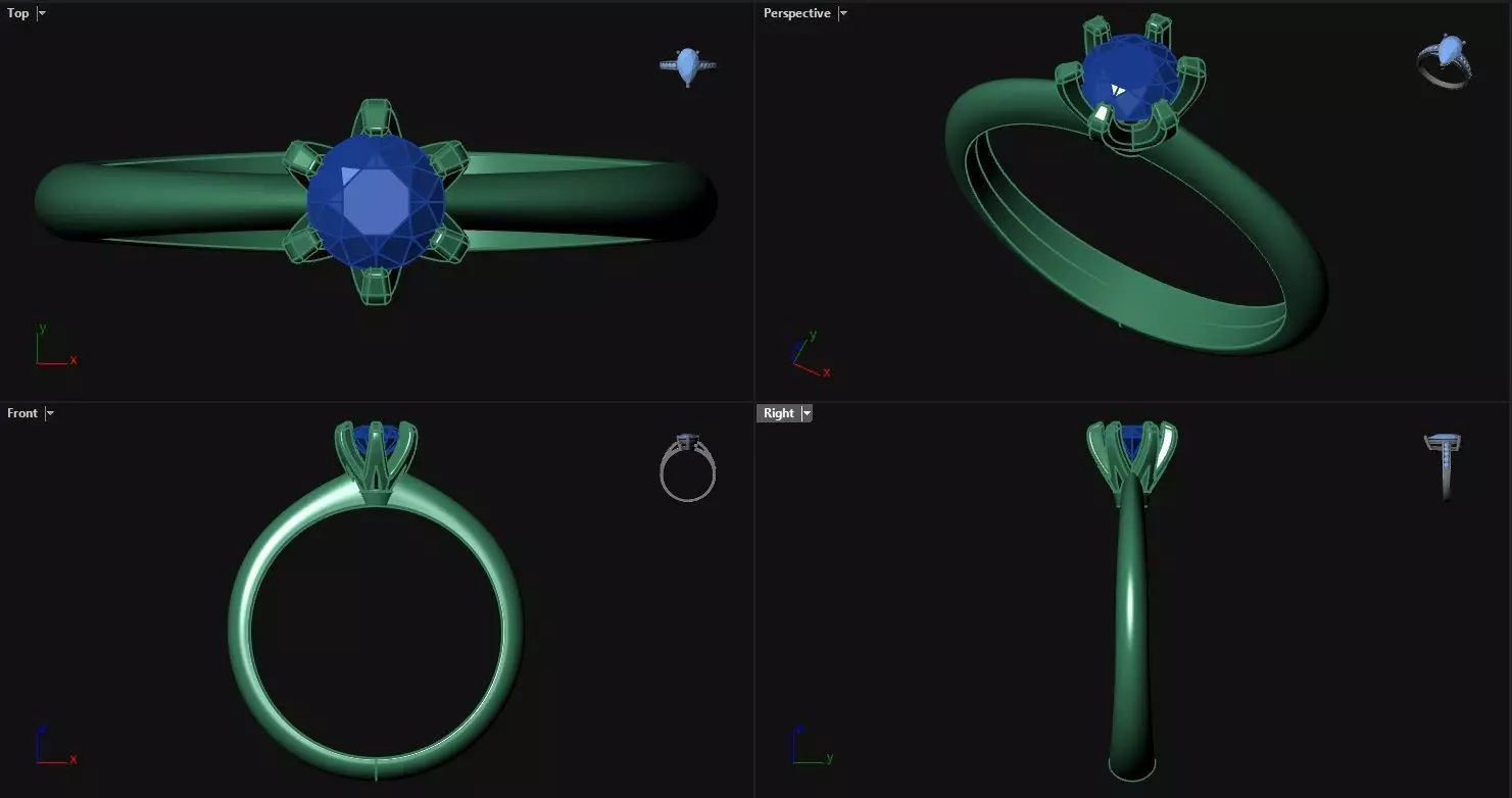 Diamond Round Engagement Ring 3D print model