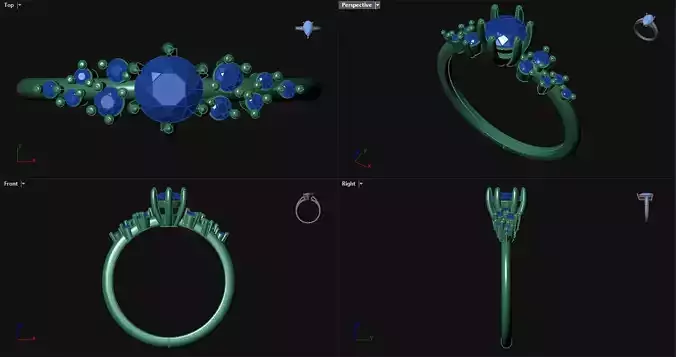 Diamond Round Engagement Ring with accent stones 