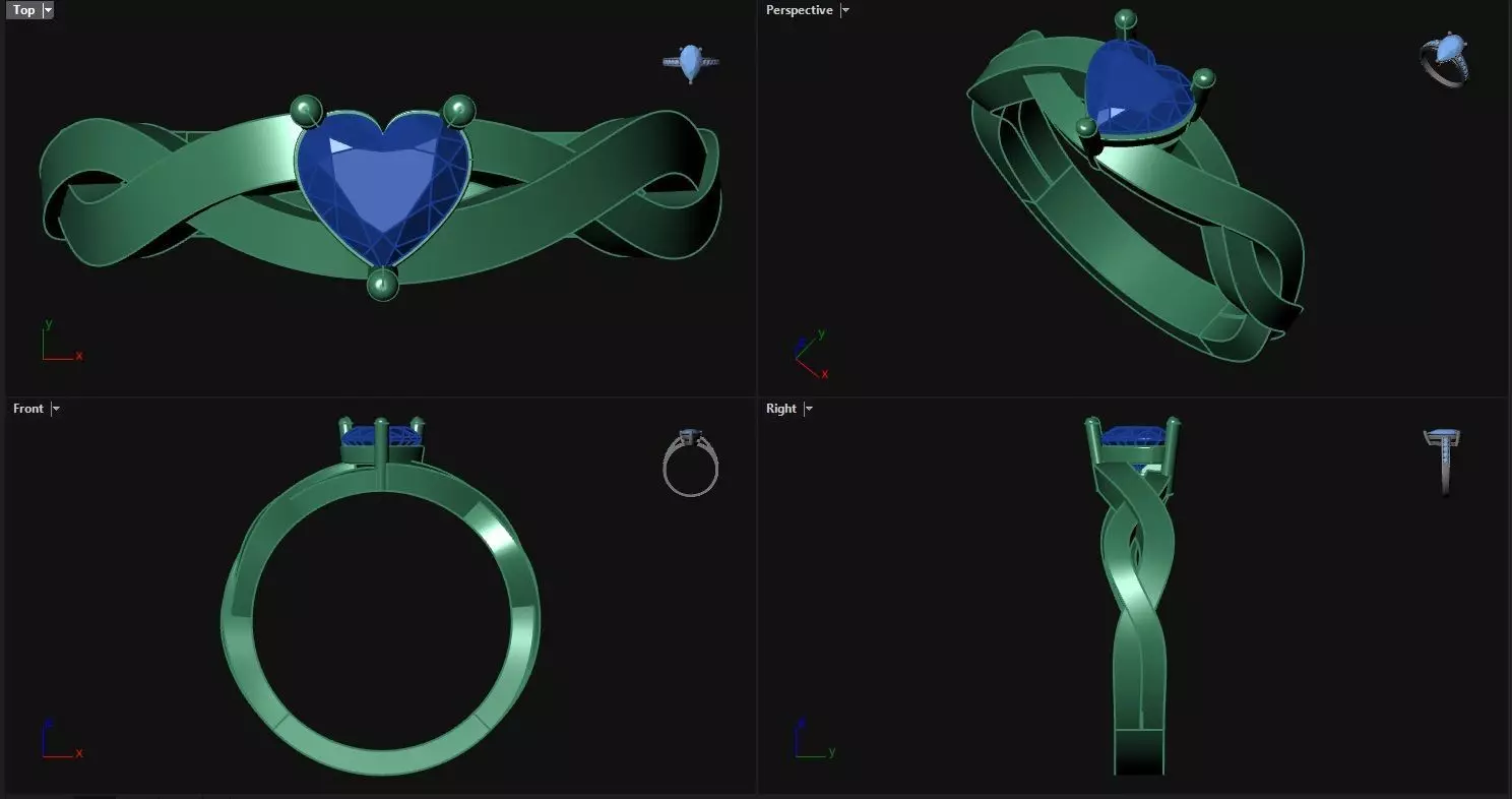 Diamond Heart Engagement Ring  3D print model_0