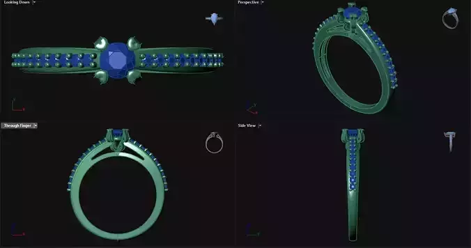 4 Prong Engagement Ring with sidestones 
