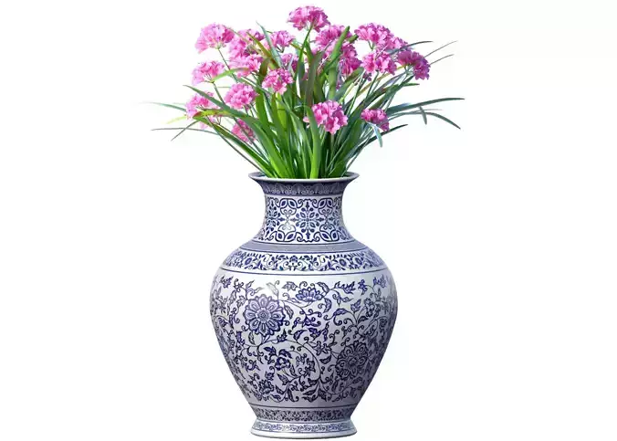 A bouquet of flowers in a vase pot flowerpot for decoration