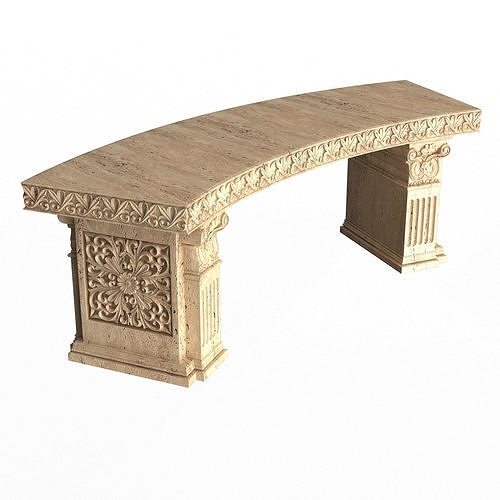Stone Bench 02 Curved Low-poly 3D model
