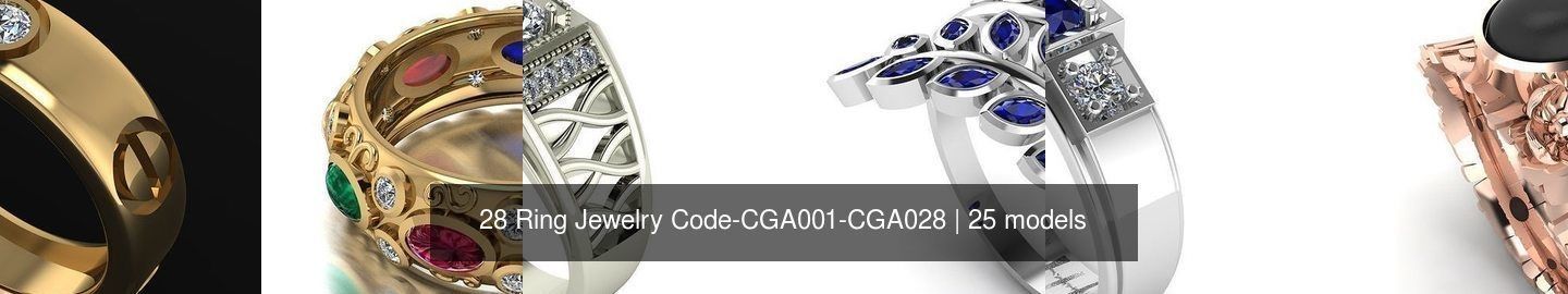 28 Ring Jewelry Code-CGA001-CGA028 3D Model Collection_7