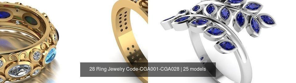 28 Ring Jewelry Code-CGA001-CGA028 3D Model Collection_6