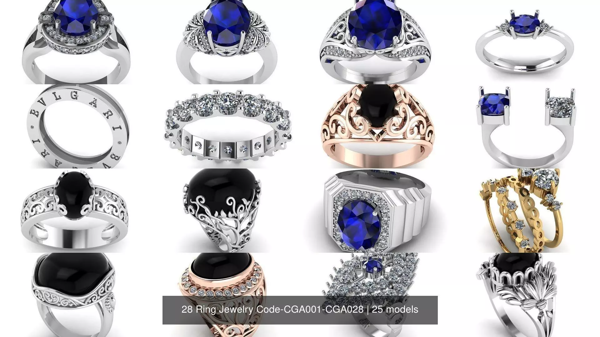 28 Ring Jewelry Code-CGA001-CGA028 3D Model Collection_3
