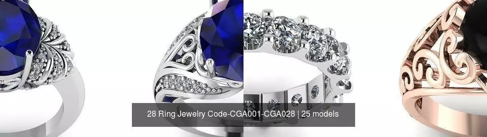 28 Ring Jewelry Code-CGA001-CGA028 3D Model Collection_0